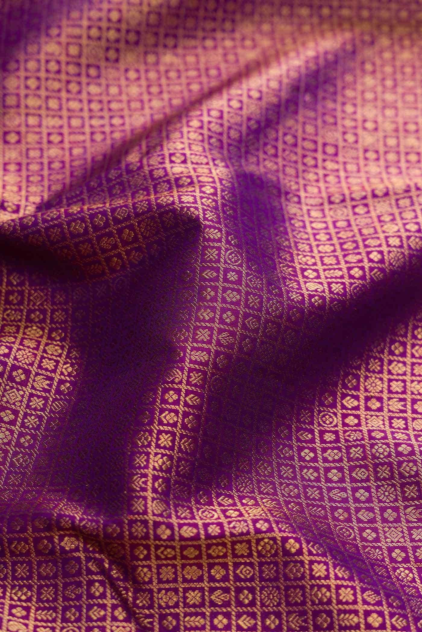 Pure Silk Pure Zari Purple Dual Tone Kanchipuram Saree
