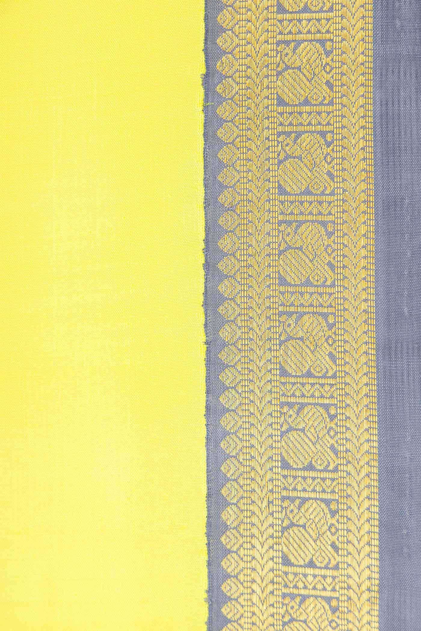 Pure Silk Pure Zari Lemon Yellow Kanchipuram Saree