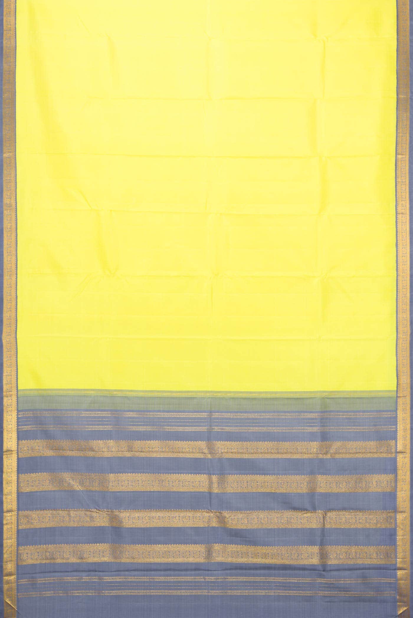 Pure Silk Pure Zari Lemon Yellow Kanchipuram Saree