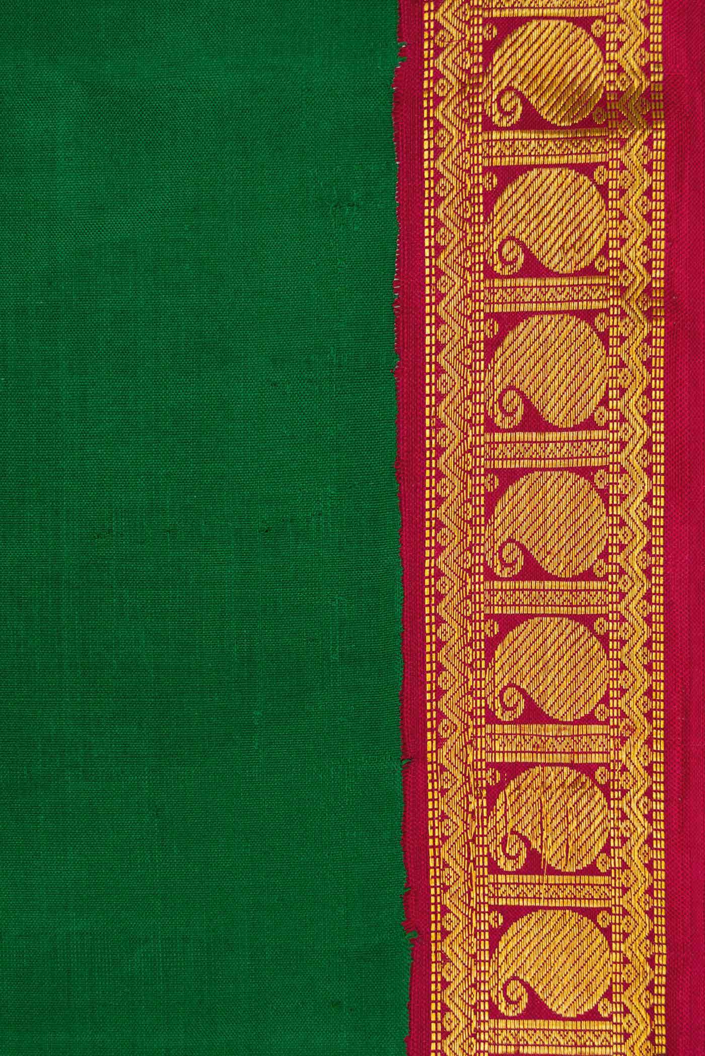 Pure Silk Pure Zari Green Dual Tone Kanchipuram Saree