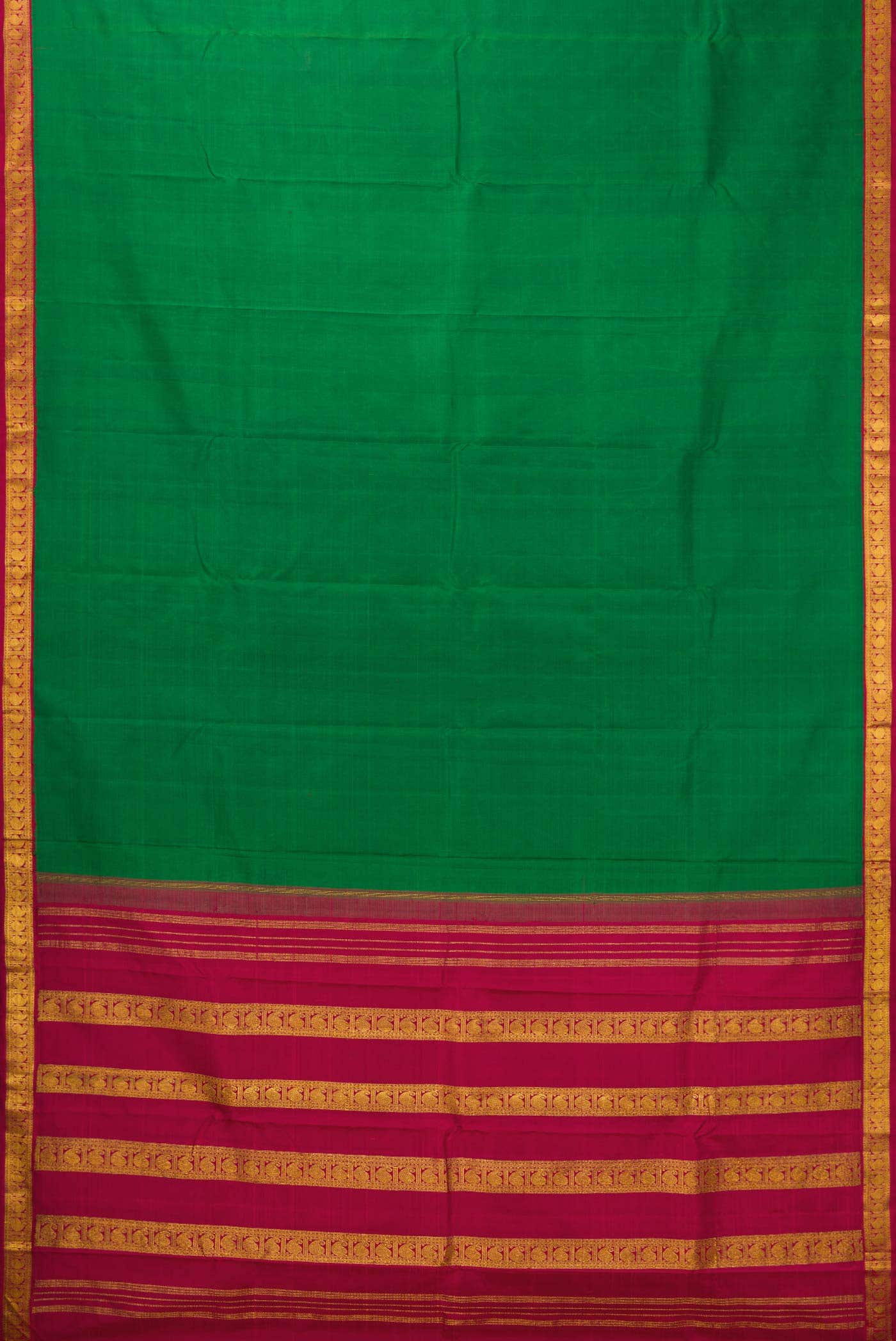 Pure Silk Pure Zari Green Dual Tone Kanchipuram Saree
