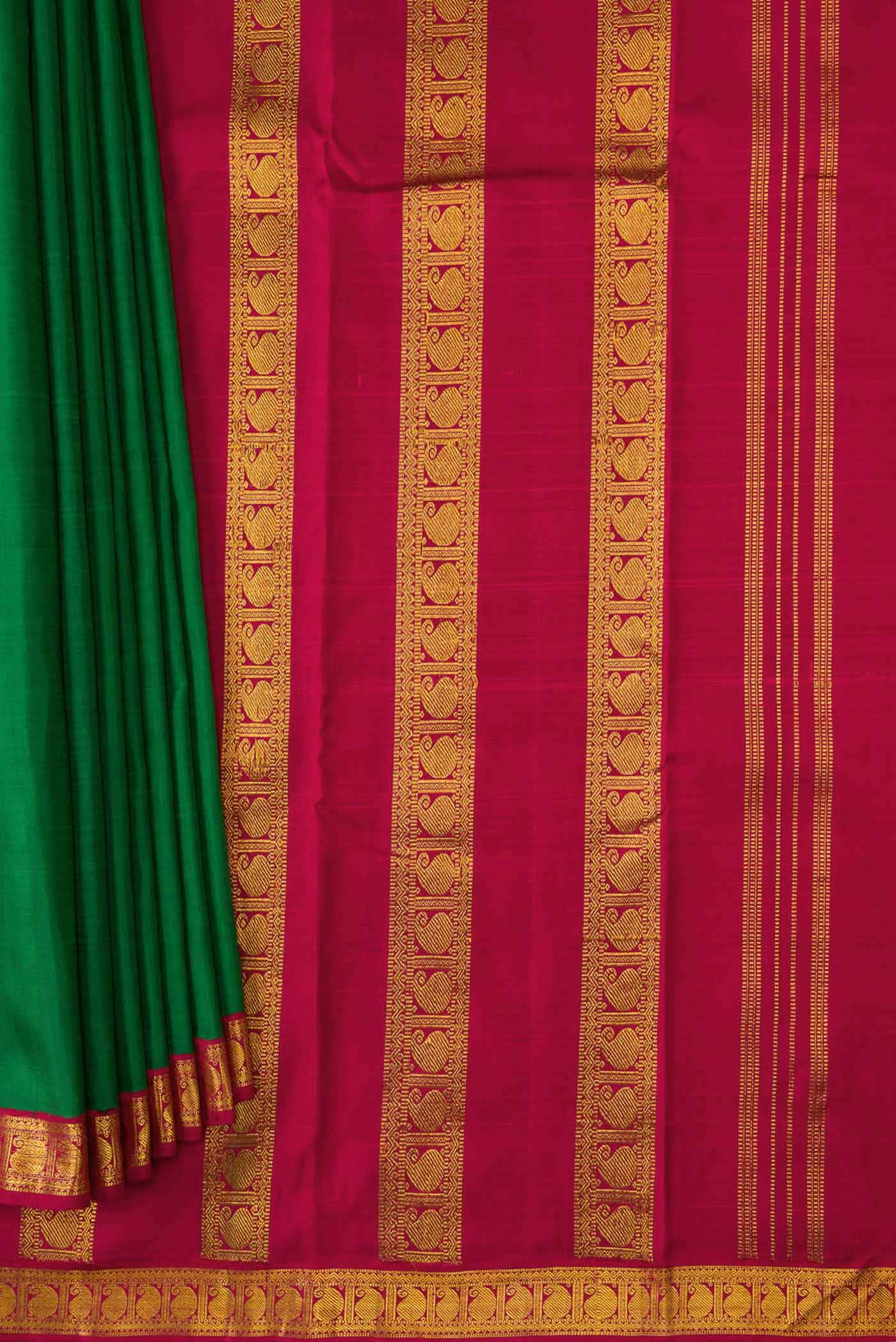 Pure Silk Pure Zari Green Dual Tone Kanchipuram Saree