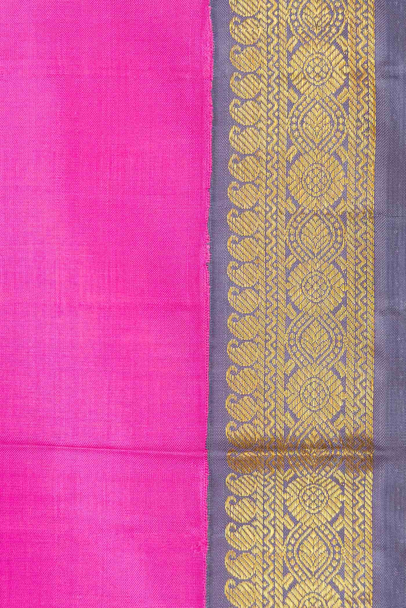 Pure Silk Pure Zari Pink Dual Tone Kanchipuram Saree