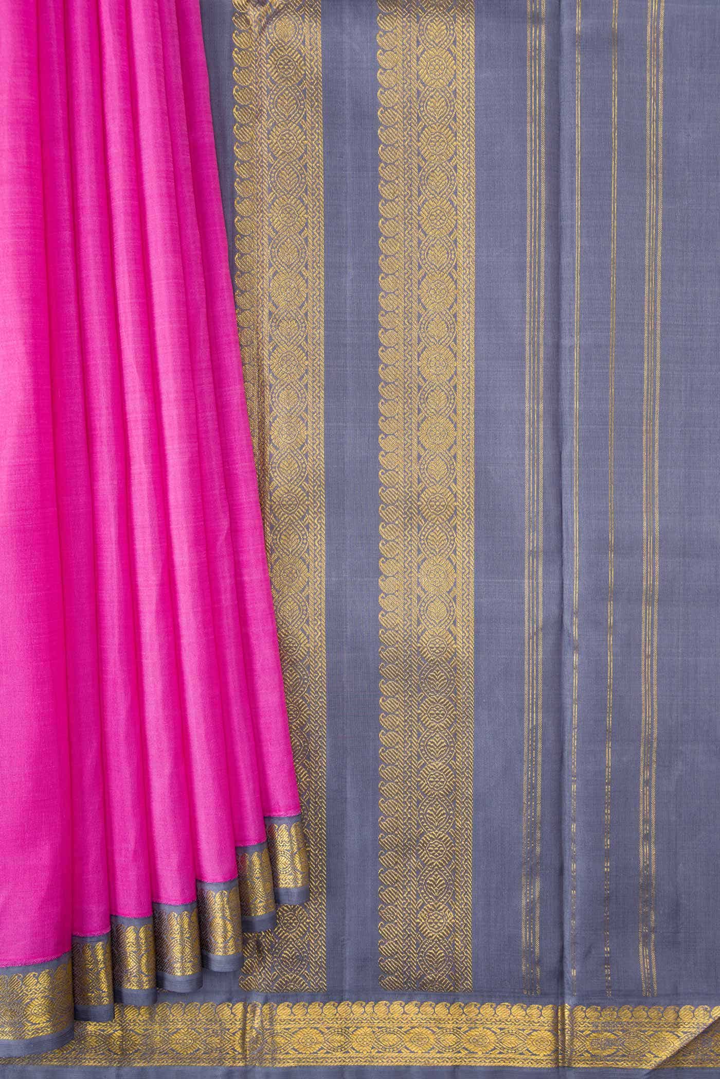 Pure Silk Pure Zari Pink Dual Tone Kanchipuram Saree