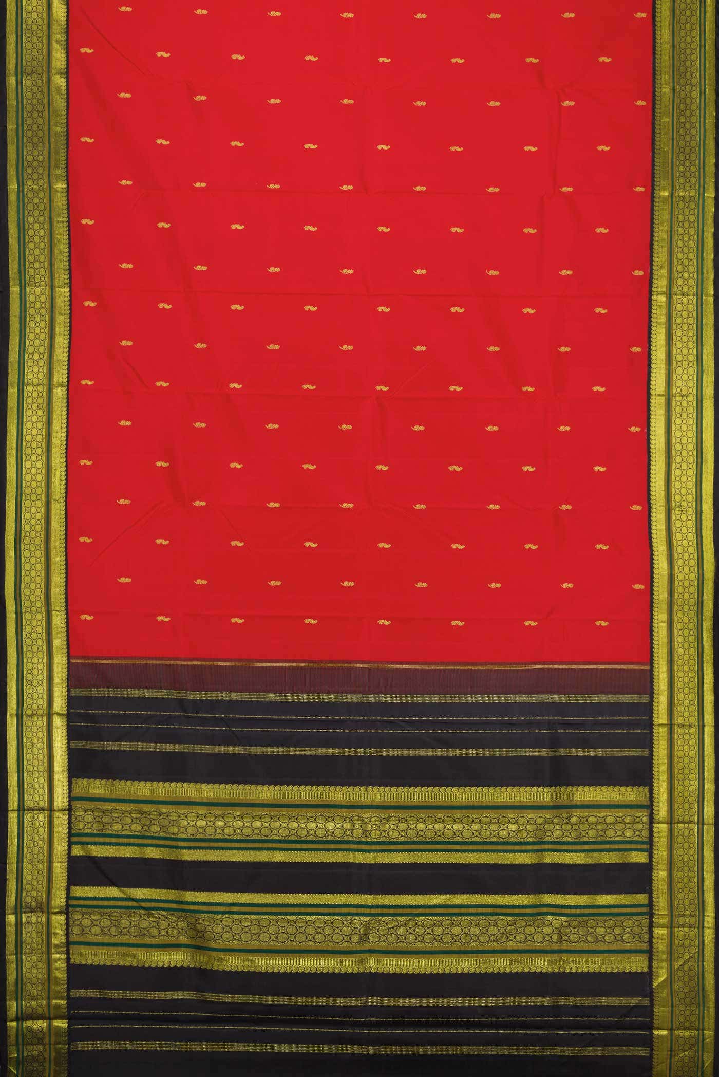 Pure Silk Pure Zari Red Dual Tone Kanchipuram Saree
