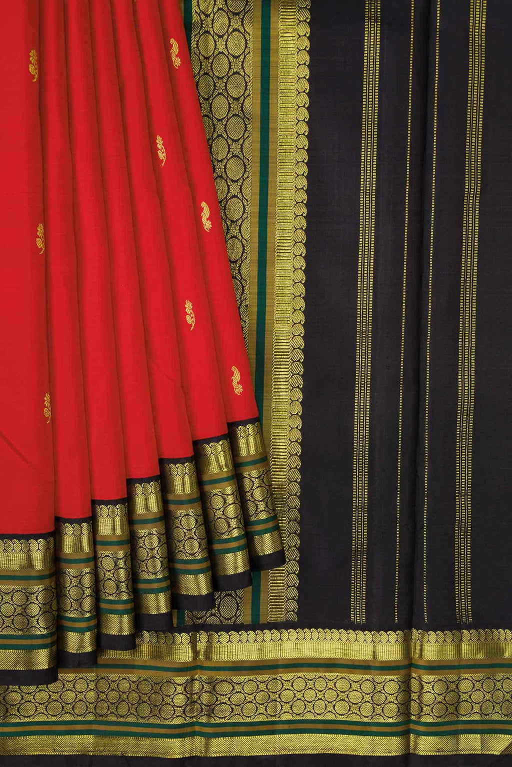 Pure Silk Pure Zari Red Dual Tone Kanchipuram Saree