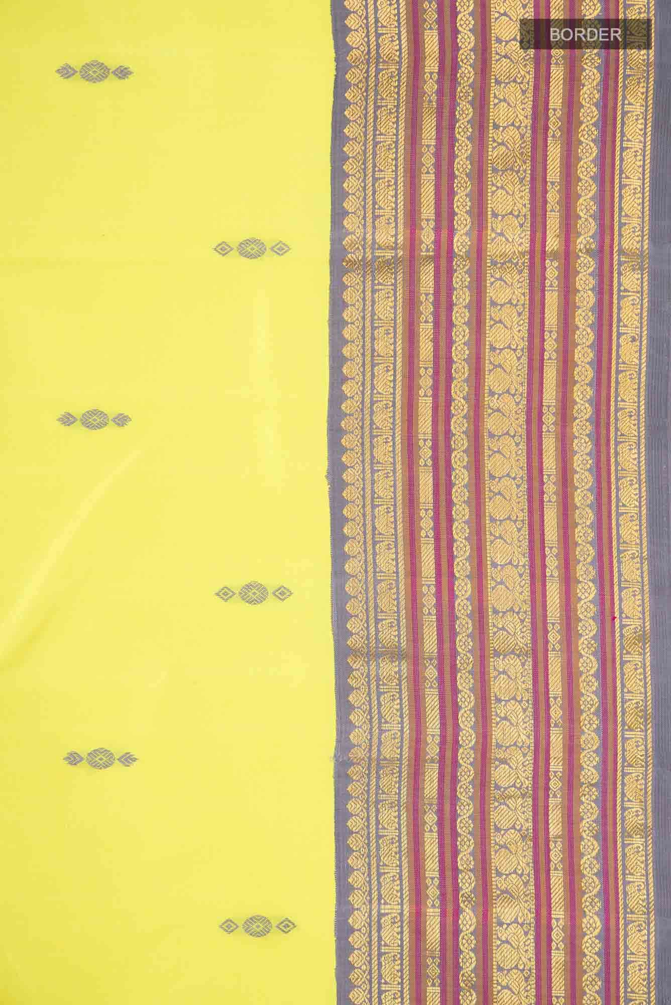 Lemon Yellow Kanchipuram Silk Saree