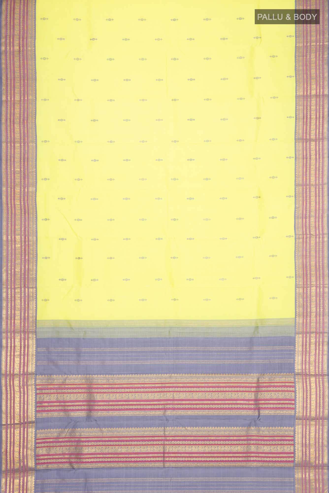 Lemon Yellow Kanchipuram Silk Saree