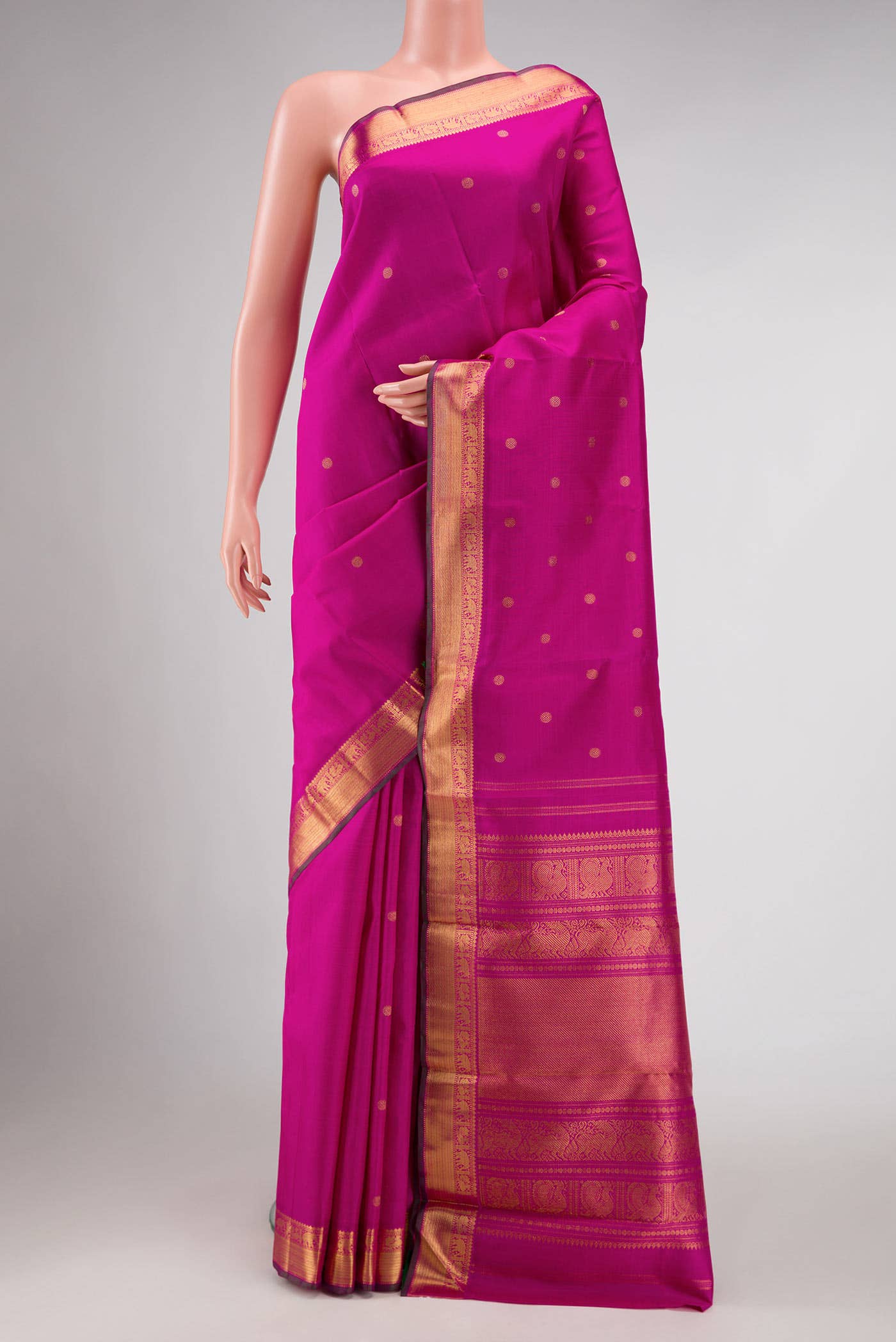 Pure Silk Pure Zari Pink Kanchipuram Saree
