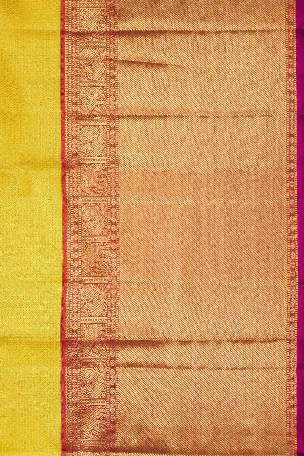 Pure Silk Pure Zari Yellow Kanchipuram Saree