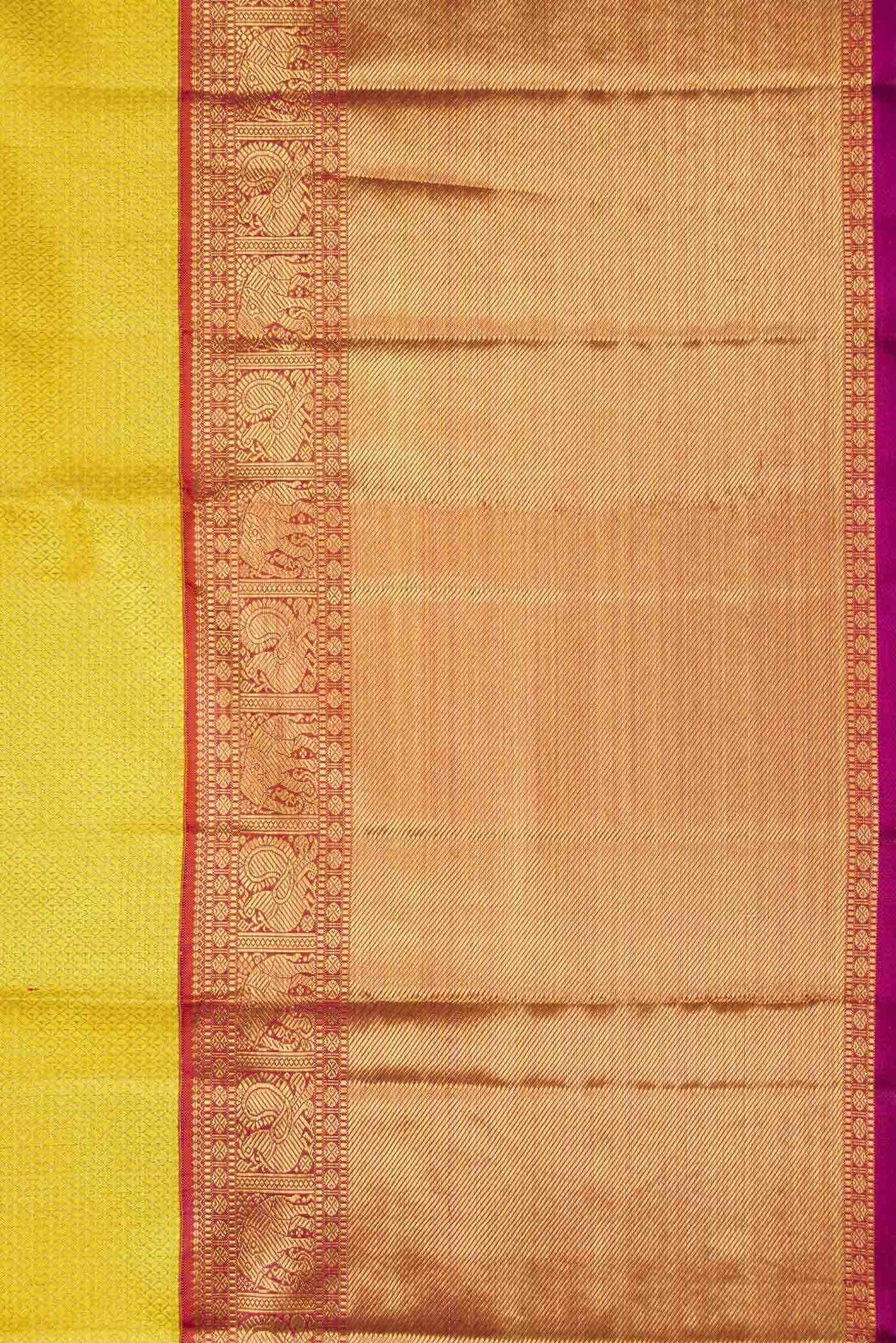 Pure Silk Pure Zari Yellow Kanchipuram Saree