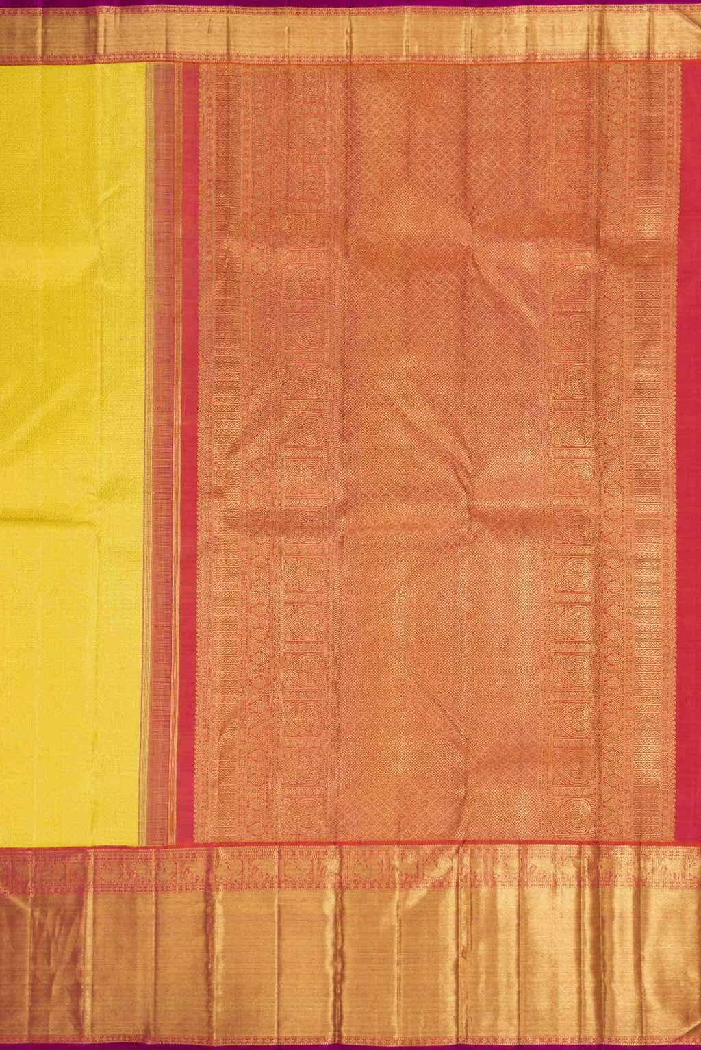 Pure Silk Pure Zari Yellow Kanchipuram Saree