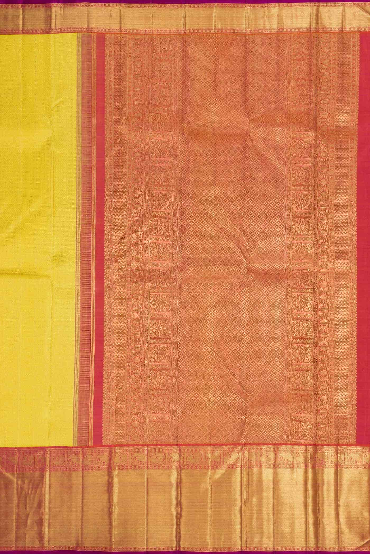 Pure Silk Pure Zari Yellow Kanchipuram Saree