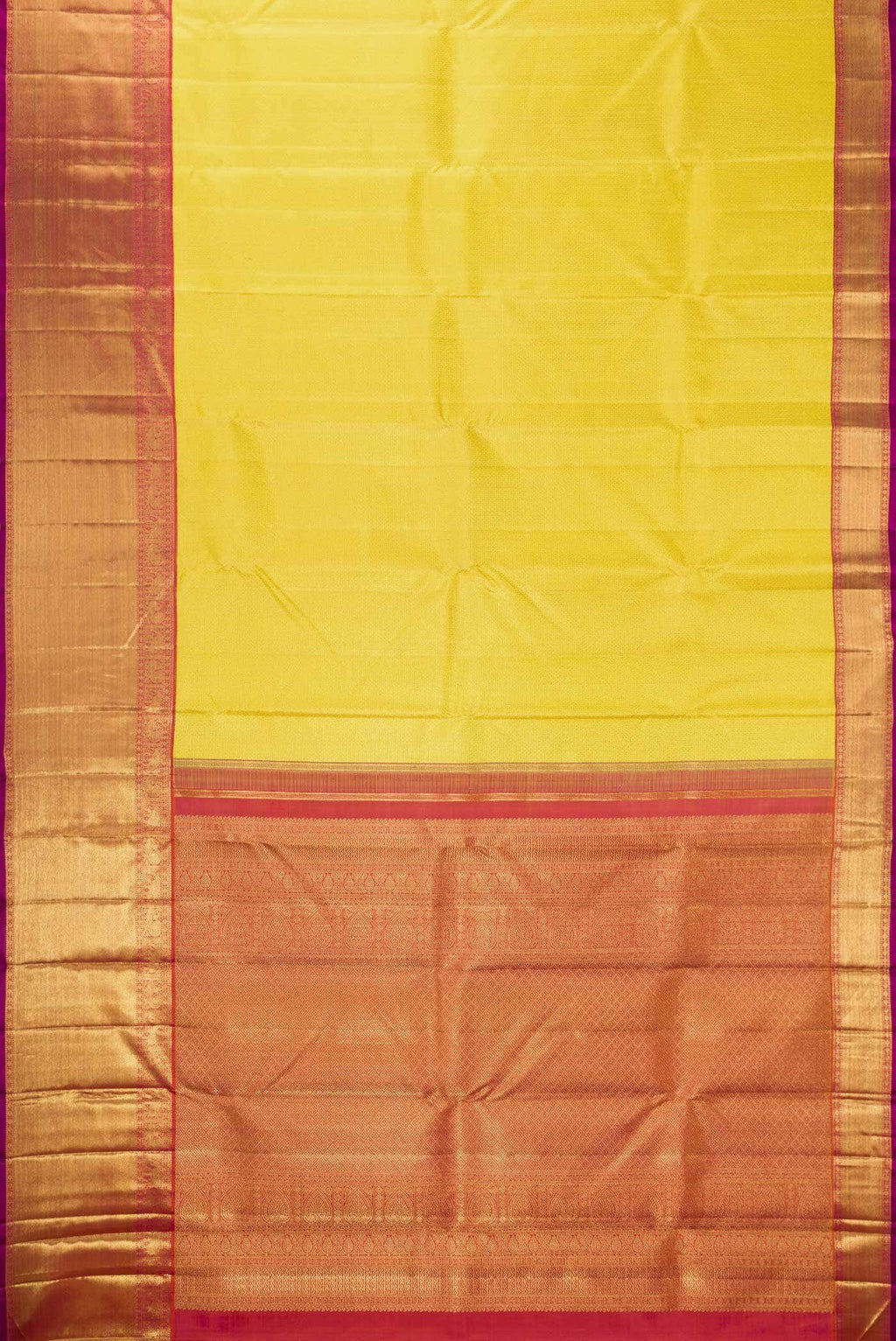 Pure Silk Pure Zari Yellow Kanchipuram Saree