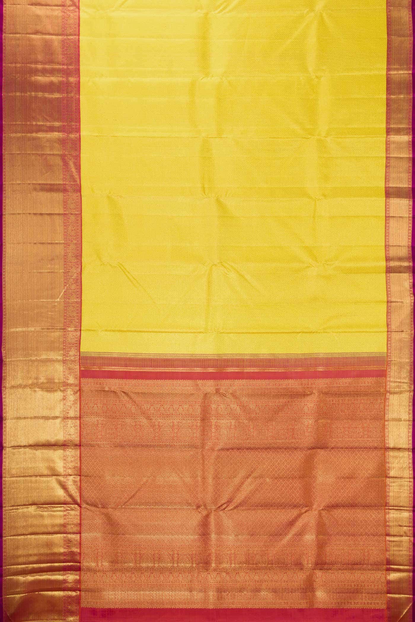 Pure Silk Pure Zari Yellow Kanchipuram Saree