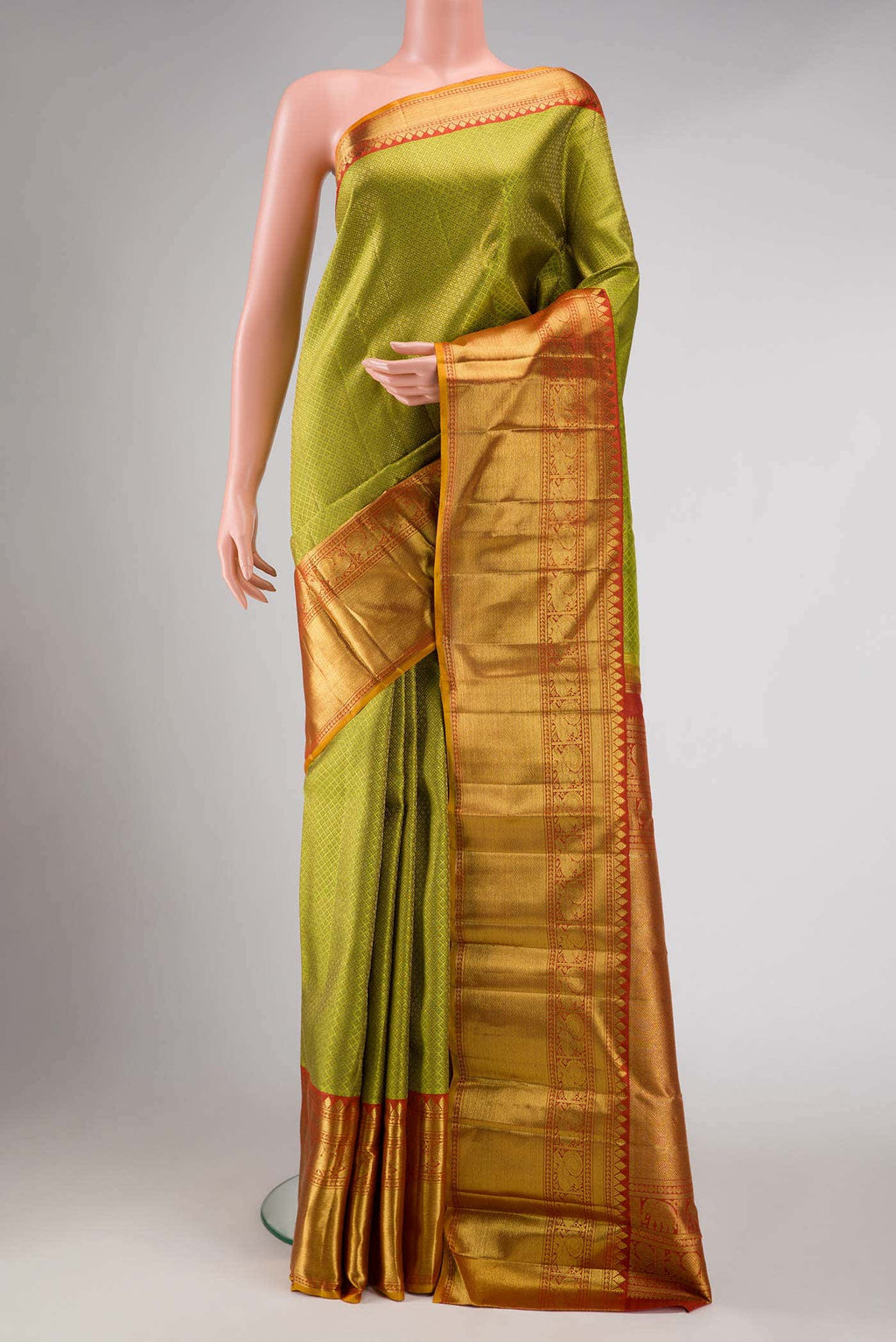 Pure Silk Pure Zari Green Kanchipuram Saree