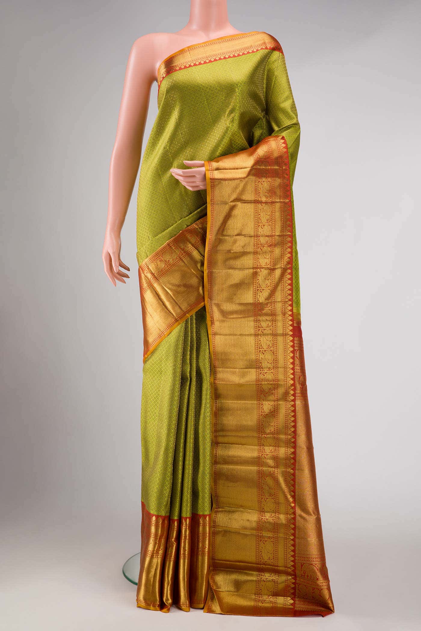 Pure Silk Pure Zari Green Kanchipuram Saree