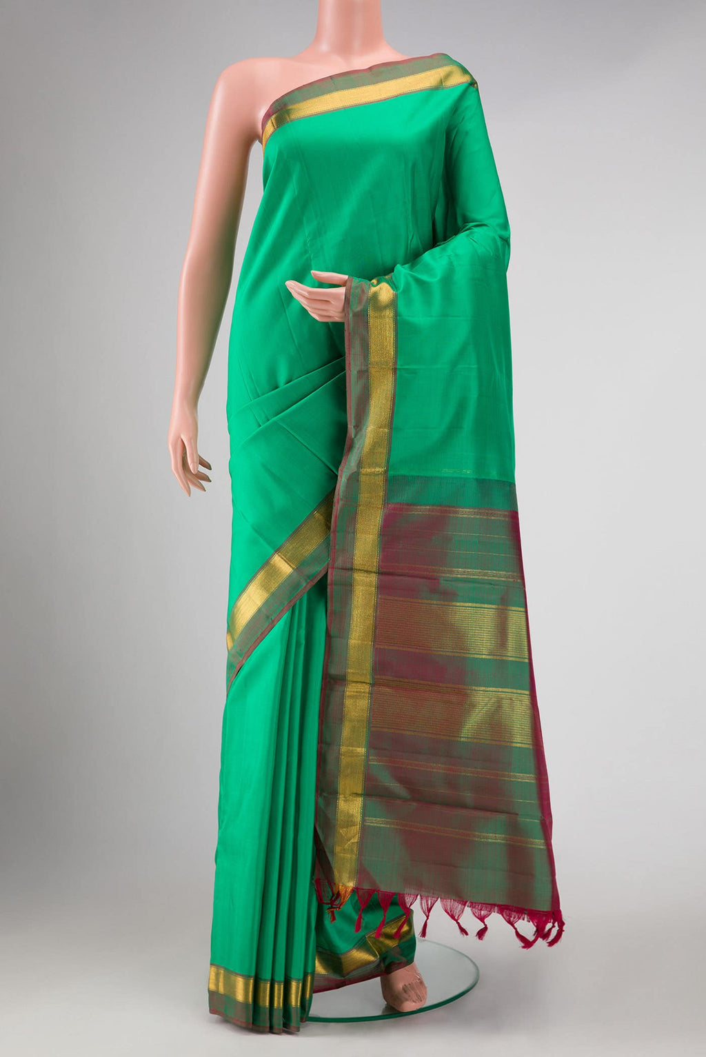 Pure Silk Pure Zari Green Kanchipuram Saree