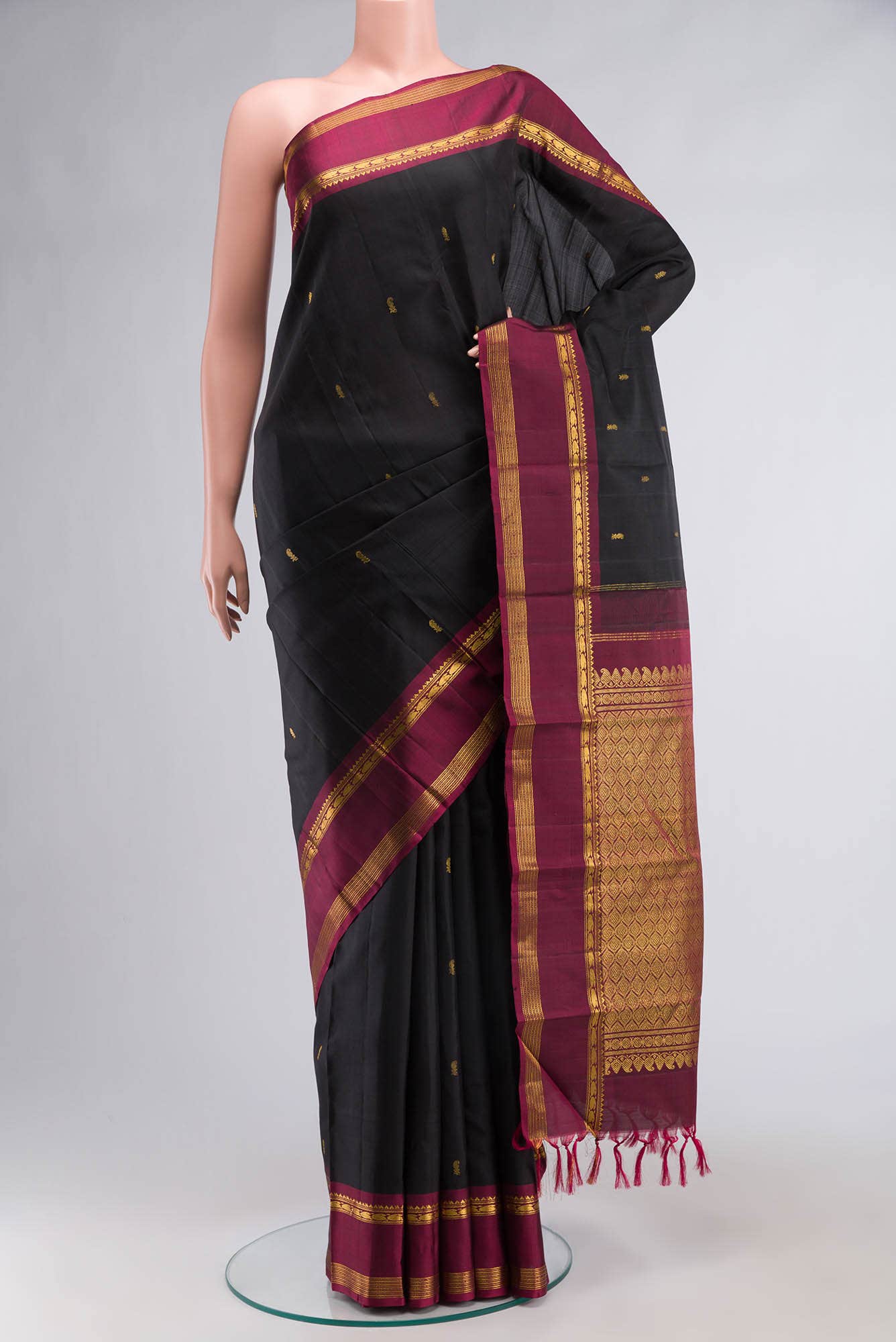 Black Kanchipuram Silk Saree