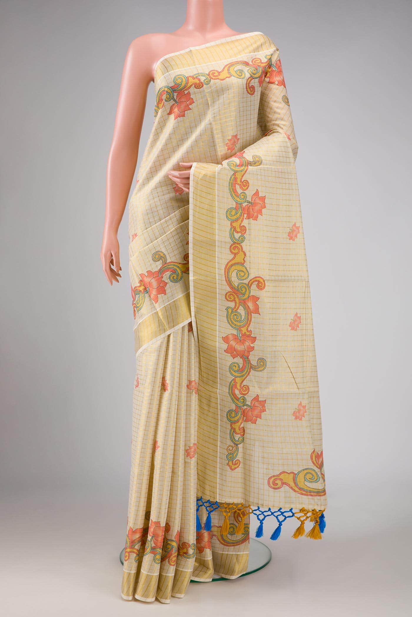 Sandal Dual Tone Kerala Cotton Saree