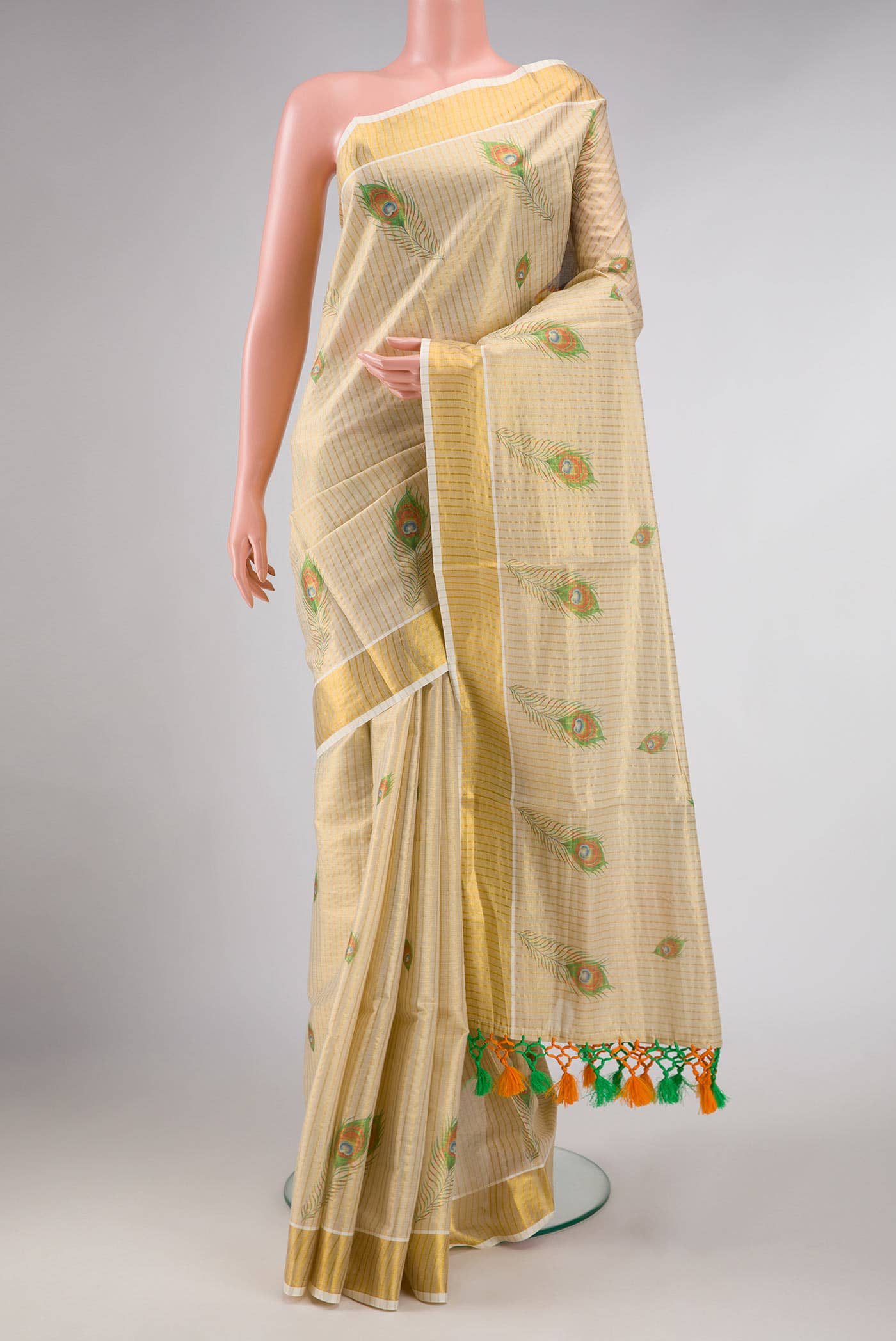 Gold Dual Tone Kerala Cotton Saree