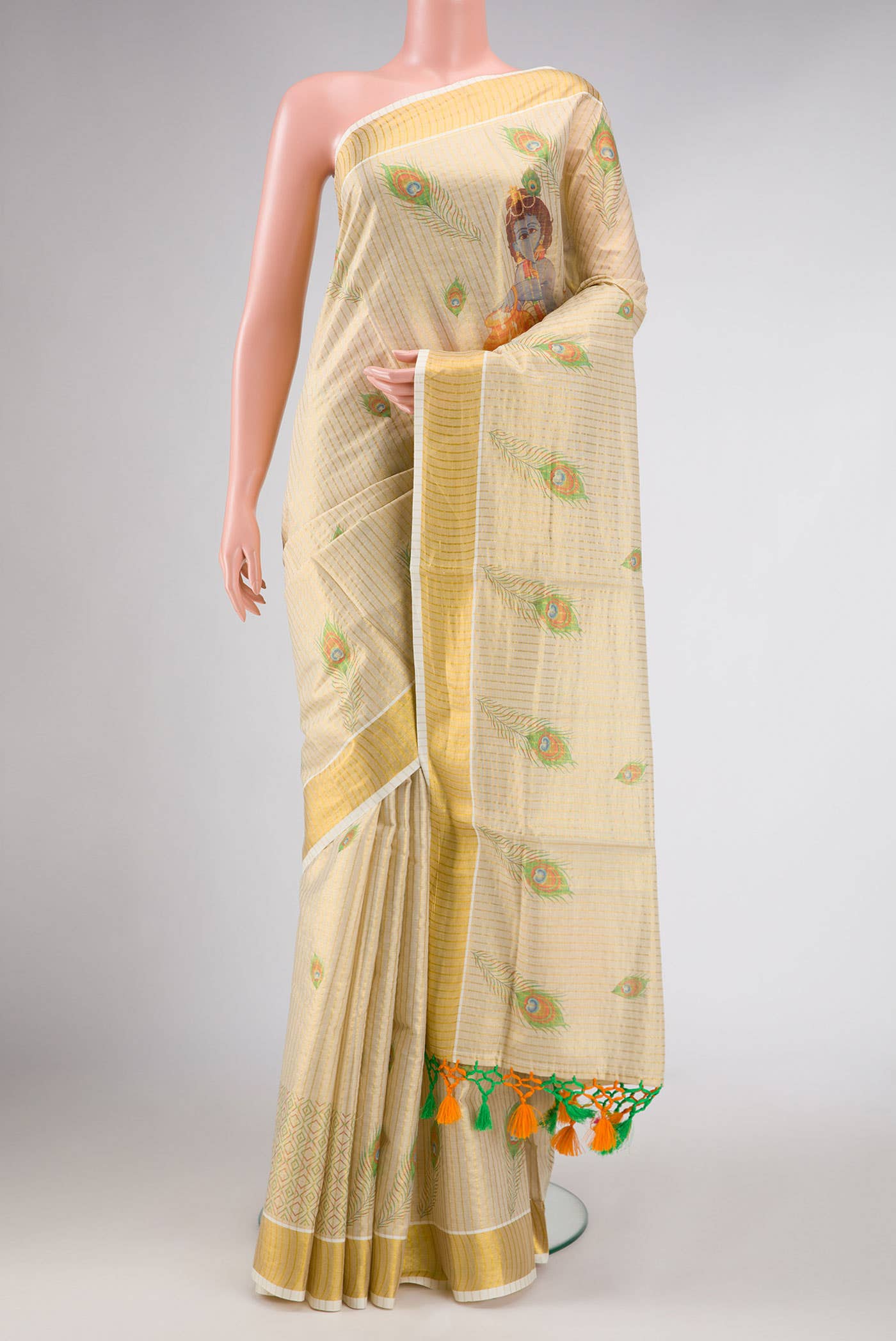 Gold Dual Tone Kerala Cotton Saree