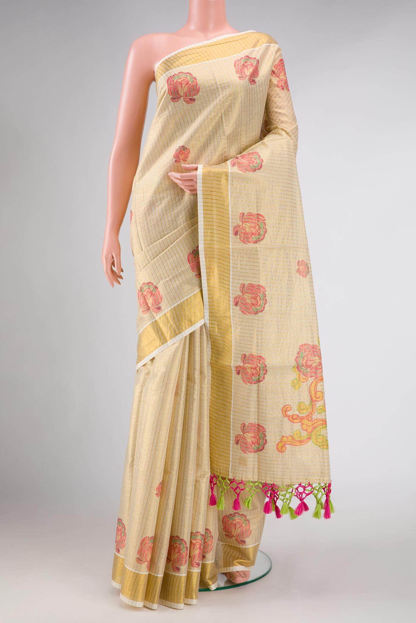 Gold Dual Tone Kerala Cotton Saree
