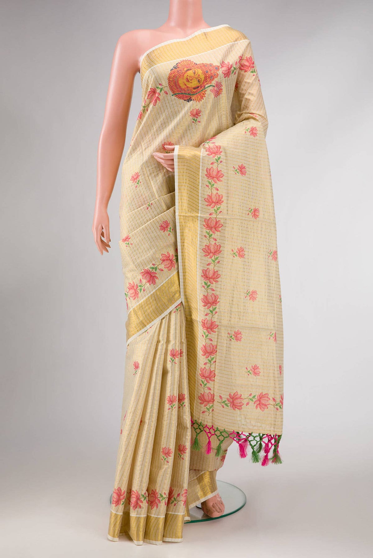 Gold Dual Tone Kerala Cotton Saree