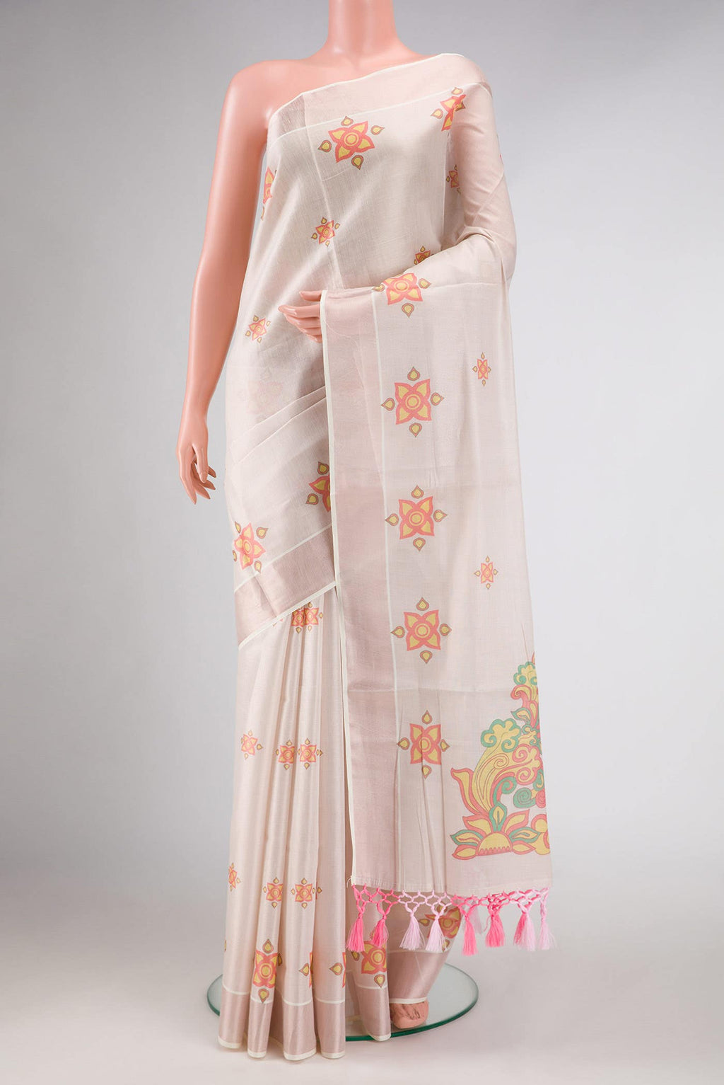 Rose Gold Dual Tone Kerala Cotton Saree