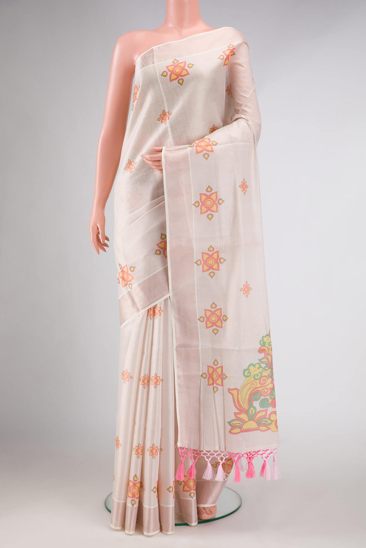 Rose Gold Dual Tone Kerala Cotton Saree