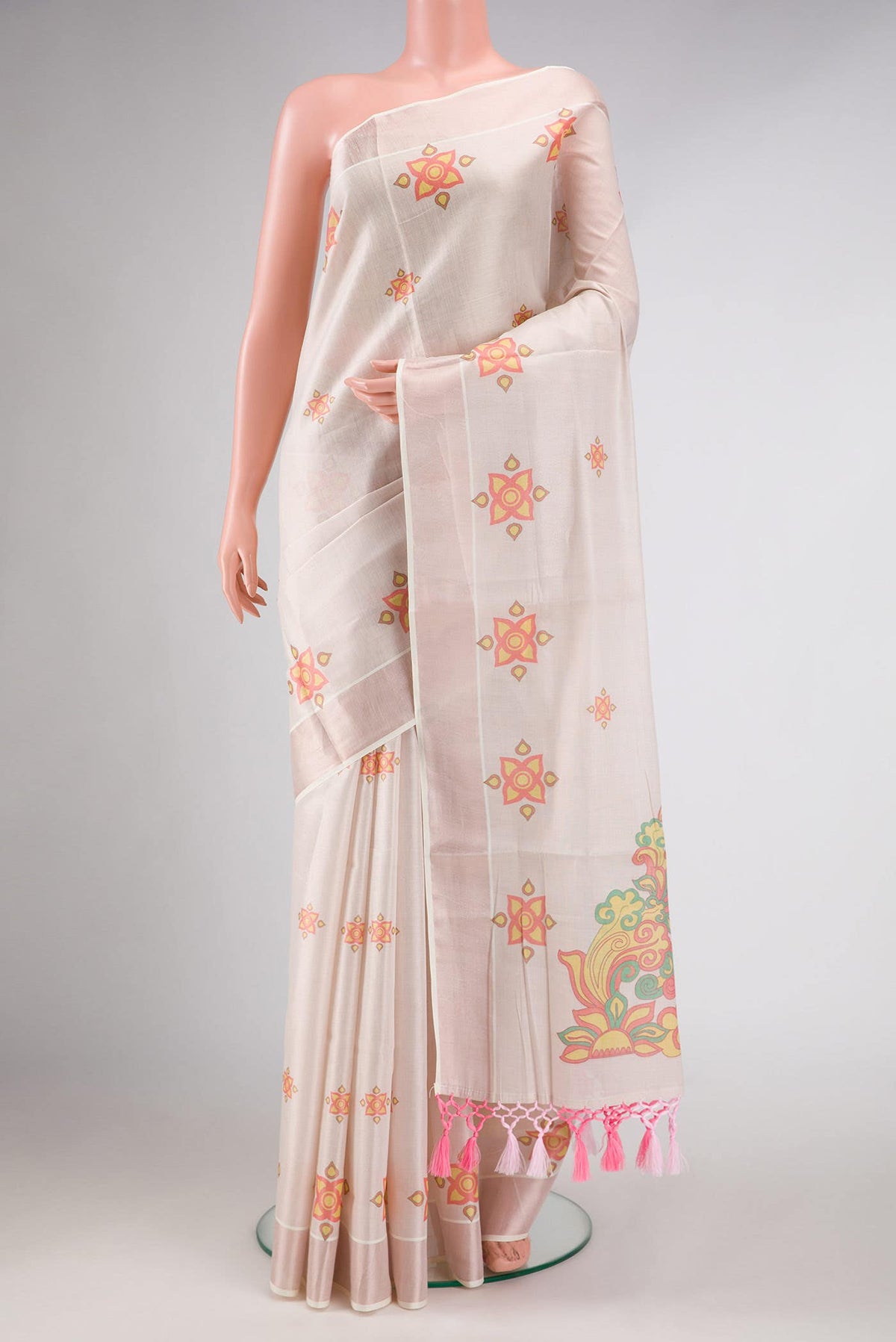 Rose Gold Dual Tone Kerala Cotton Saree