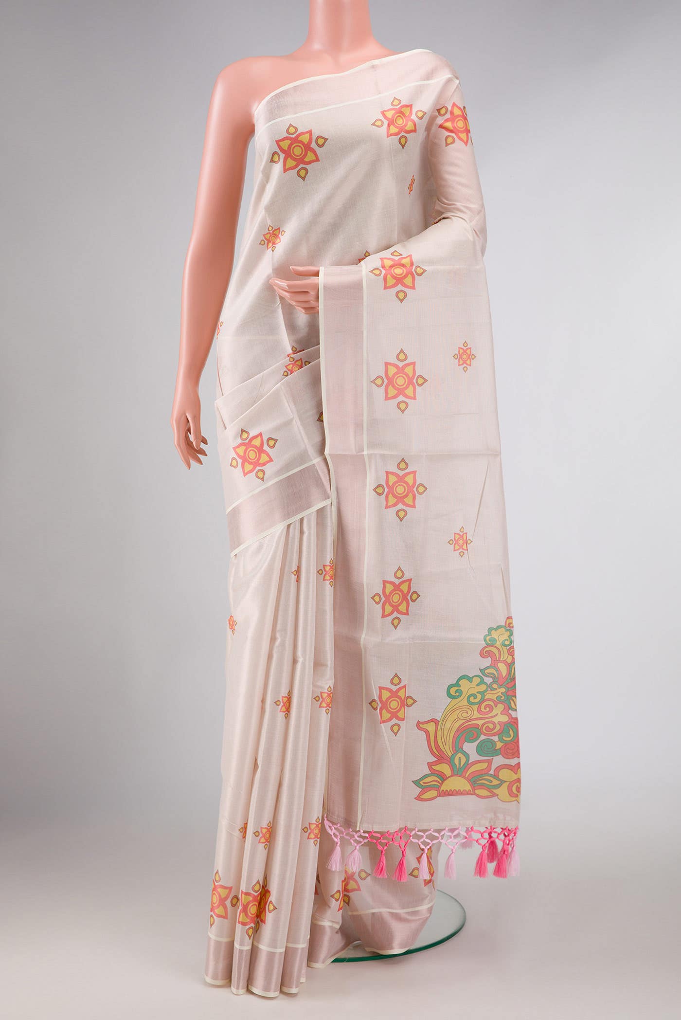 Rose Gold Dual Tone Kerala Cotton Saree