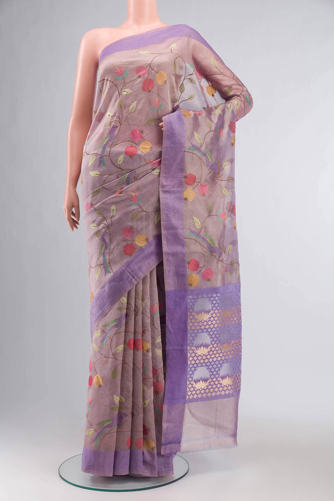 Lavender Tissue Silk Saree