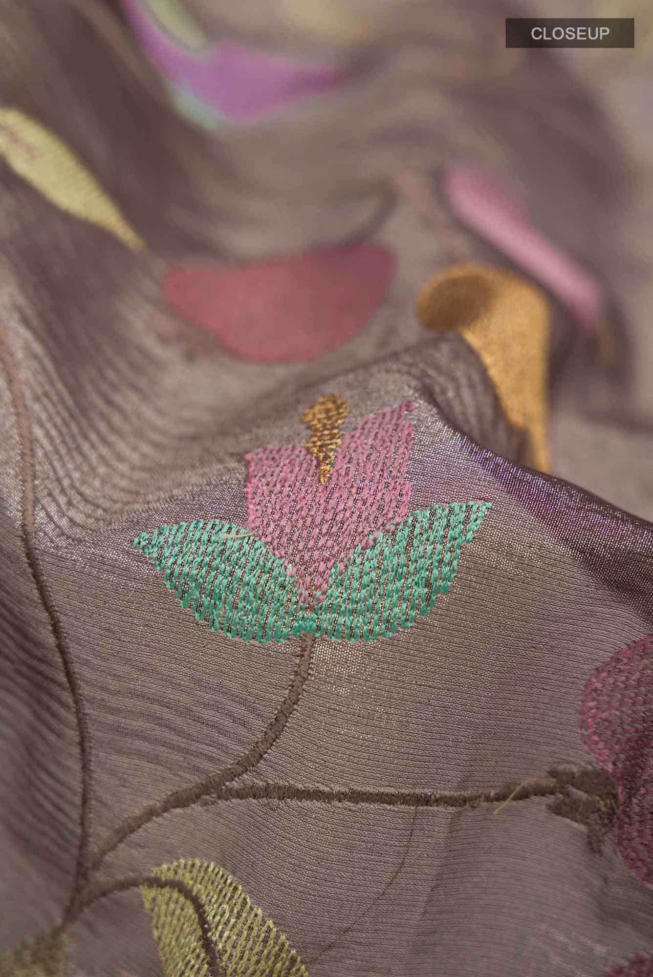 Brown Tissue Silk Saree