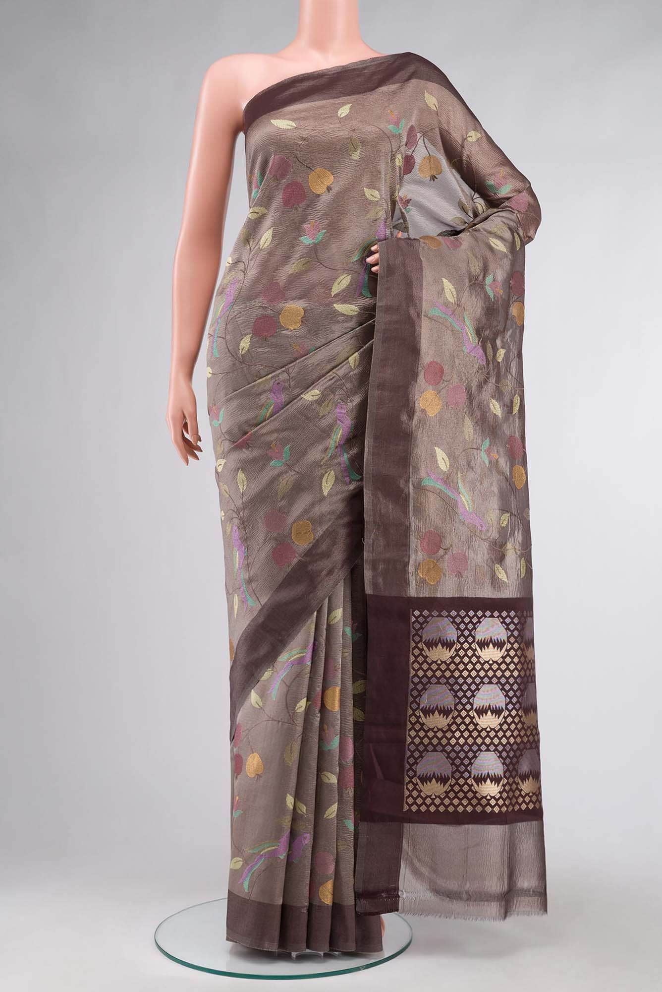 Brown Tissue Silk Saree