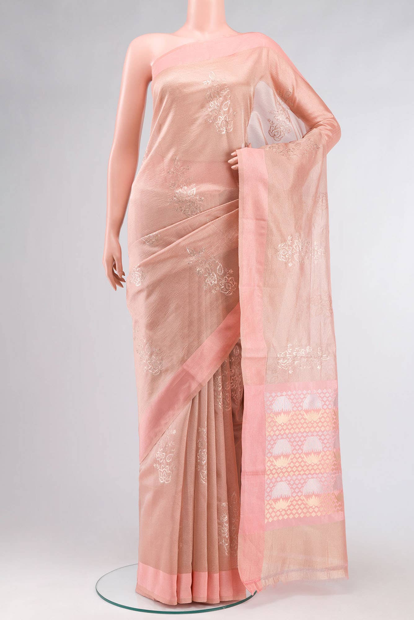 Peach Tissue Silk Saree