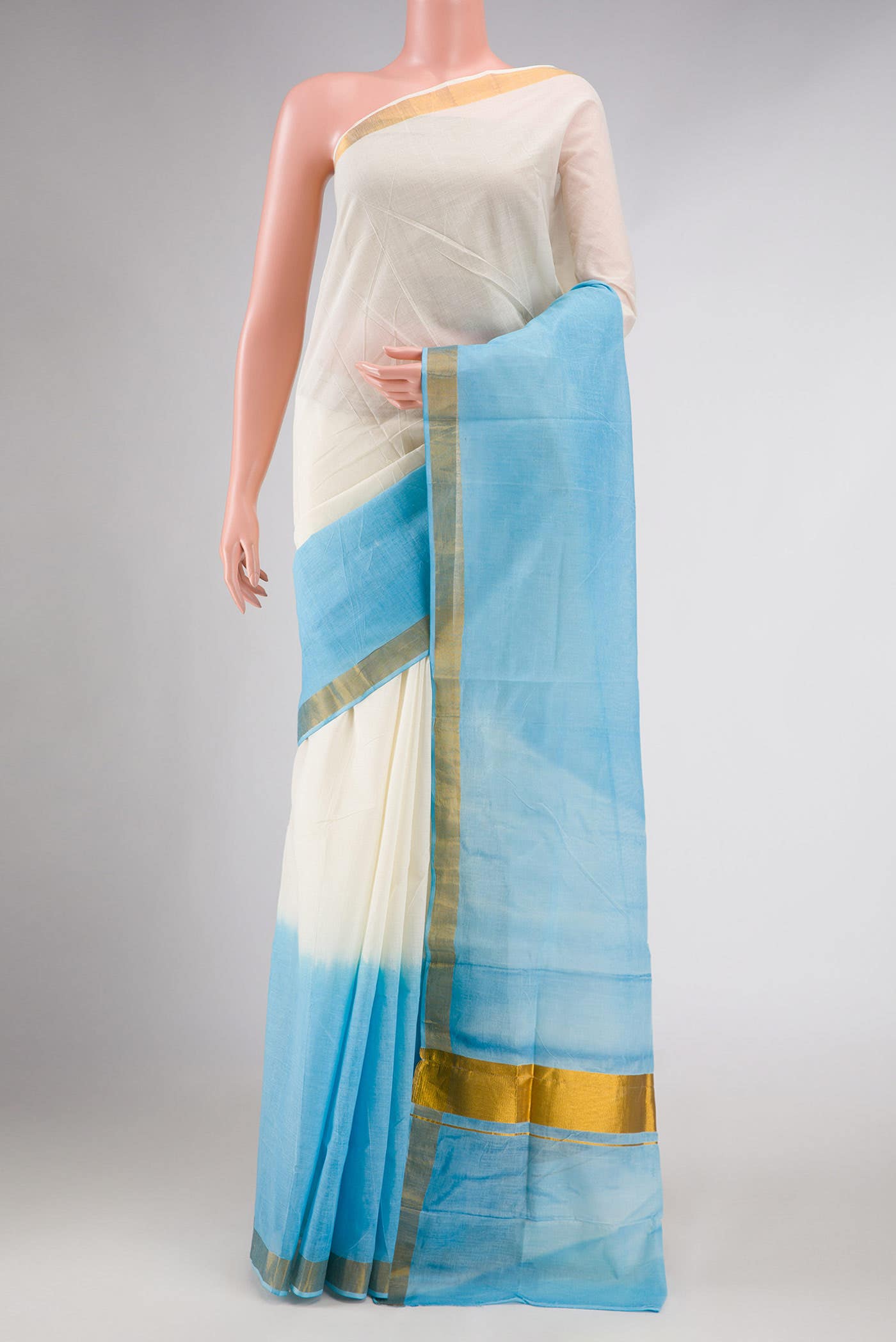 Off White Kerala Cotton Saree