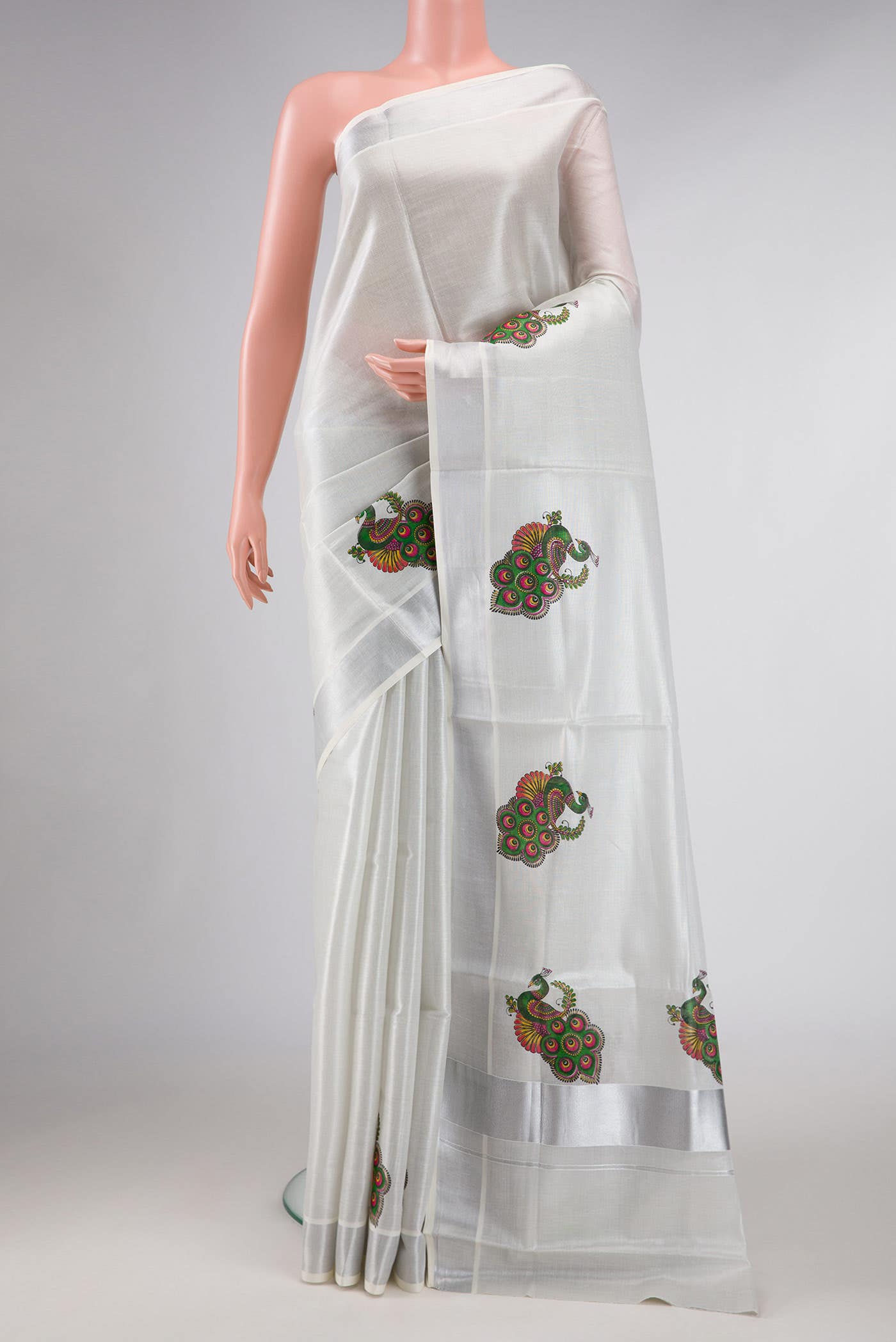 Grey Dual Tone Kerala Cotton Saree