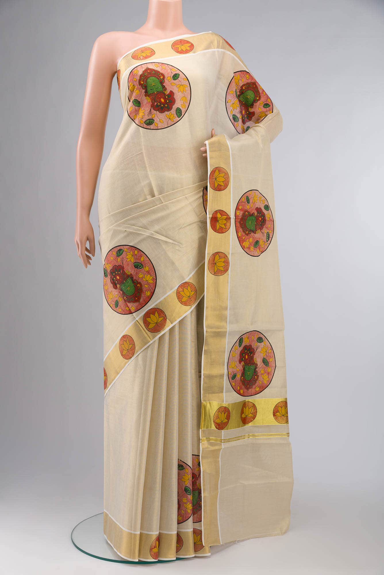 Gold Kerala Cotton Saree