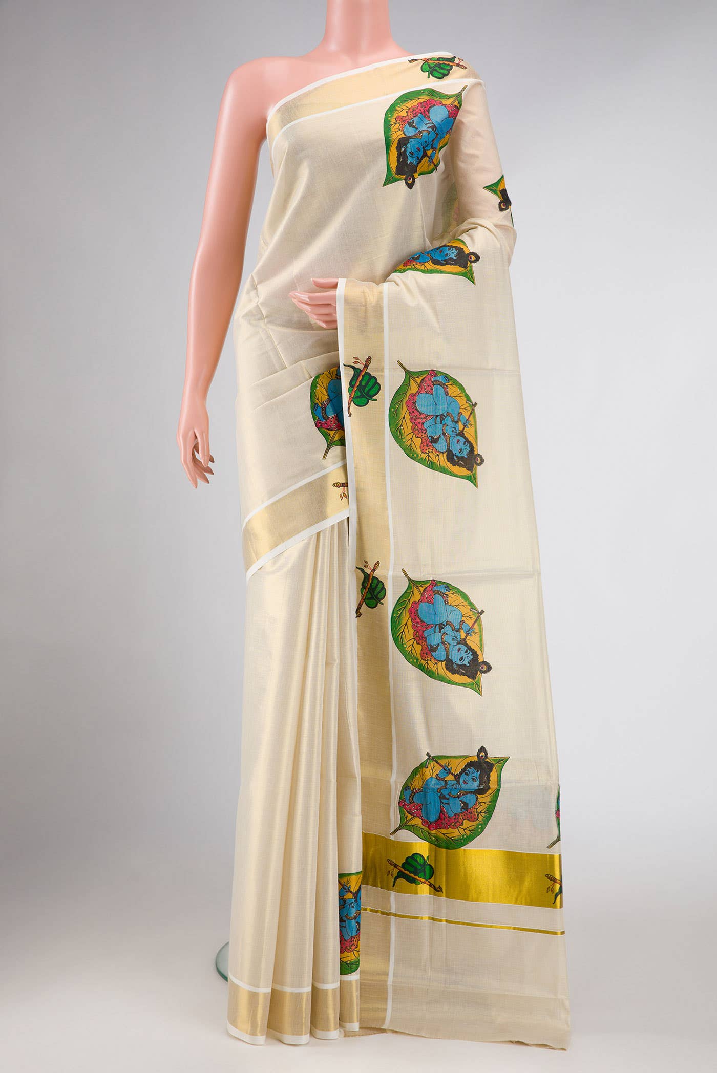 Gold Dual Tone Kerala Cotton Saree
