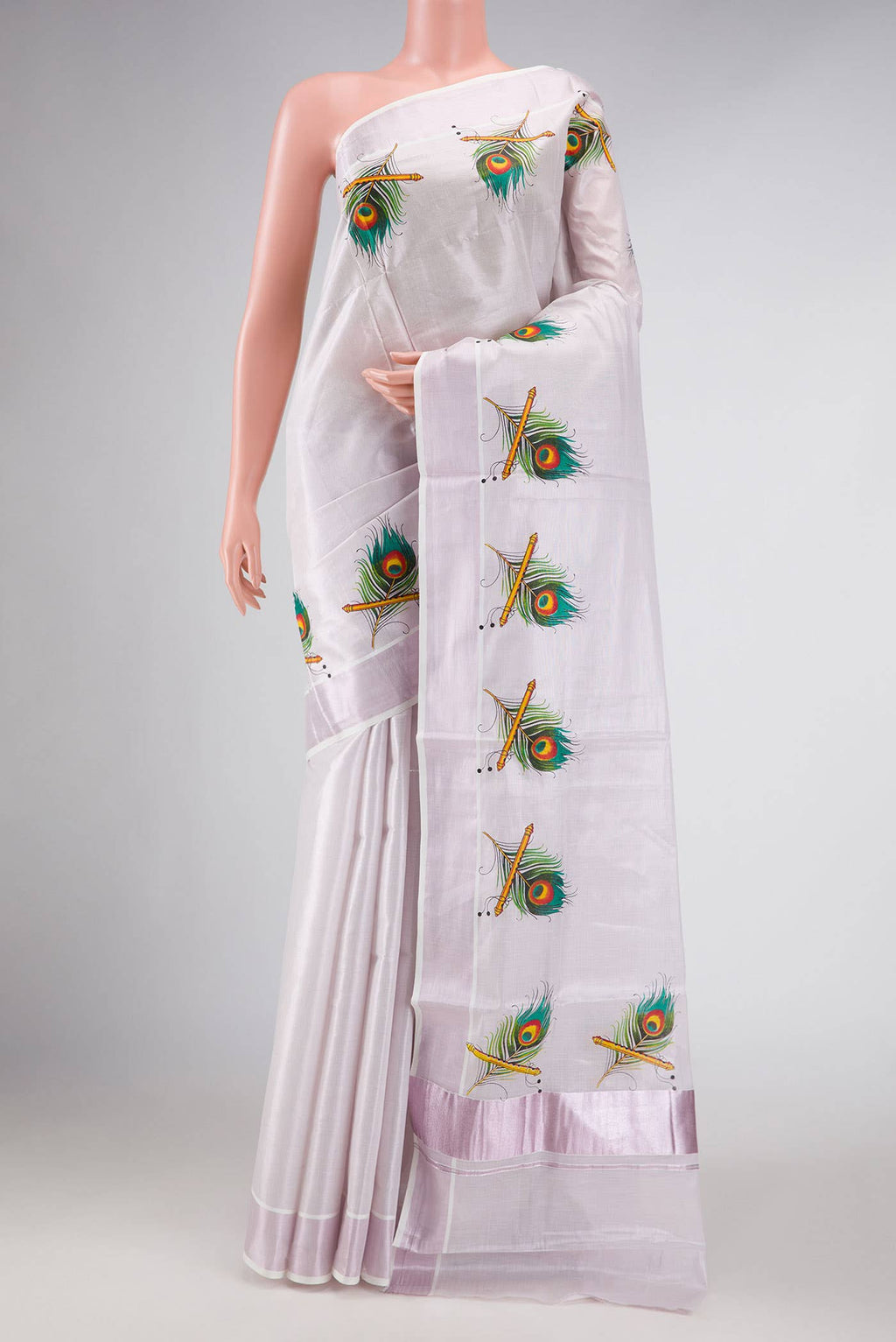 Lilac Dual Tone Kerala Cotton Saree