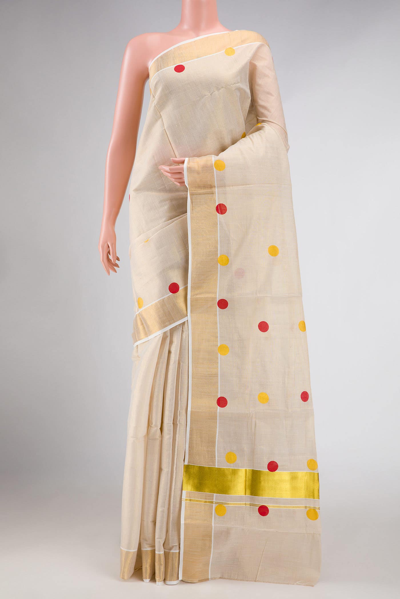 Gold Dual Tone Kerala Cotton Saree