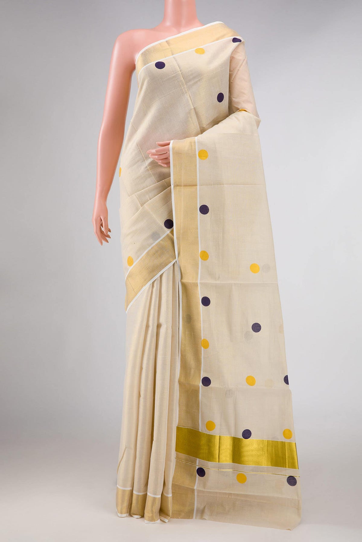 Gold Dual Tone Kerala Cotton Saree