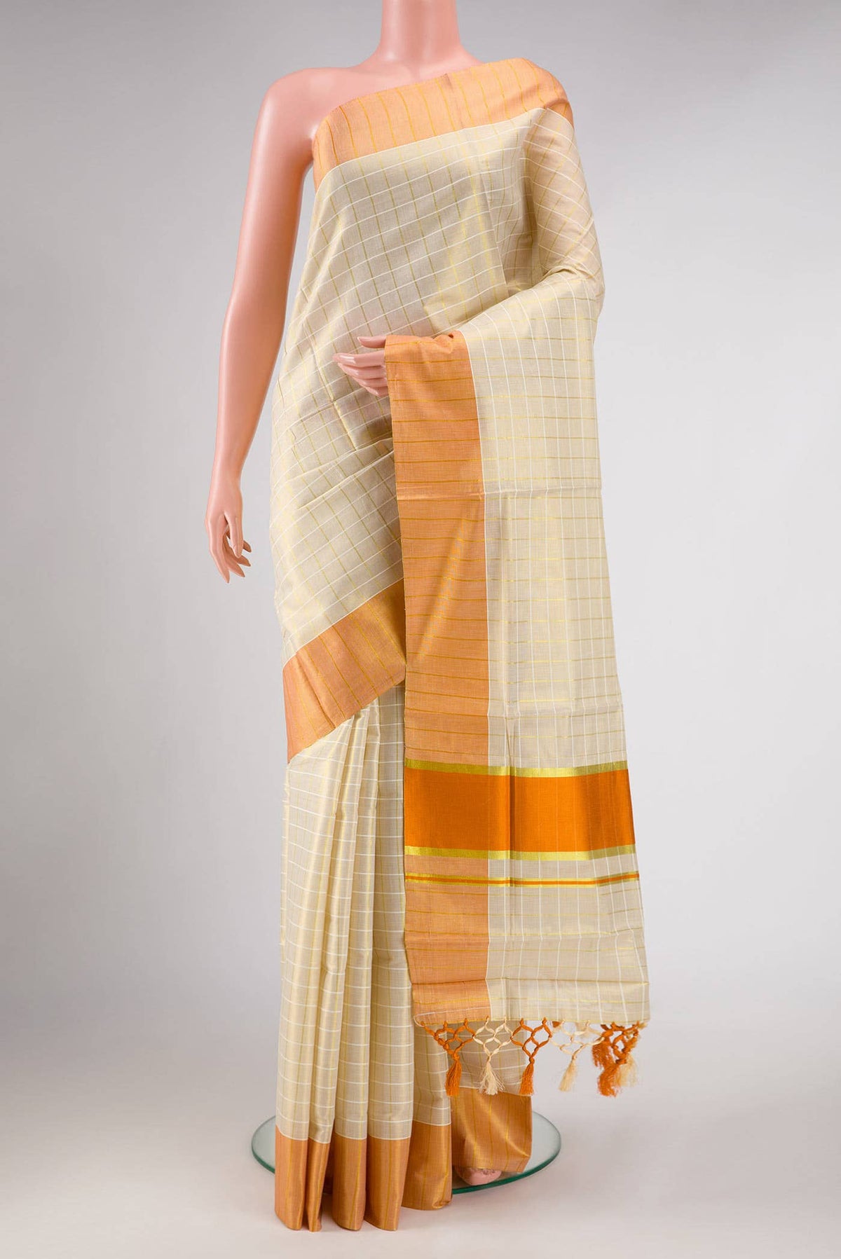 Gold Dual Tone Kerala Cotton Saree