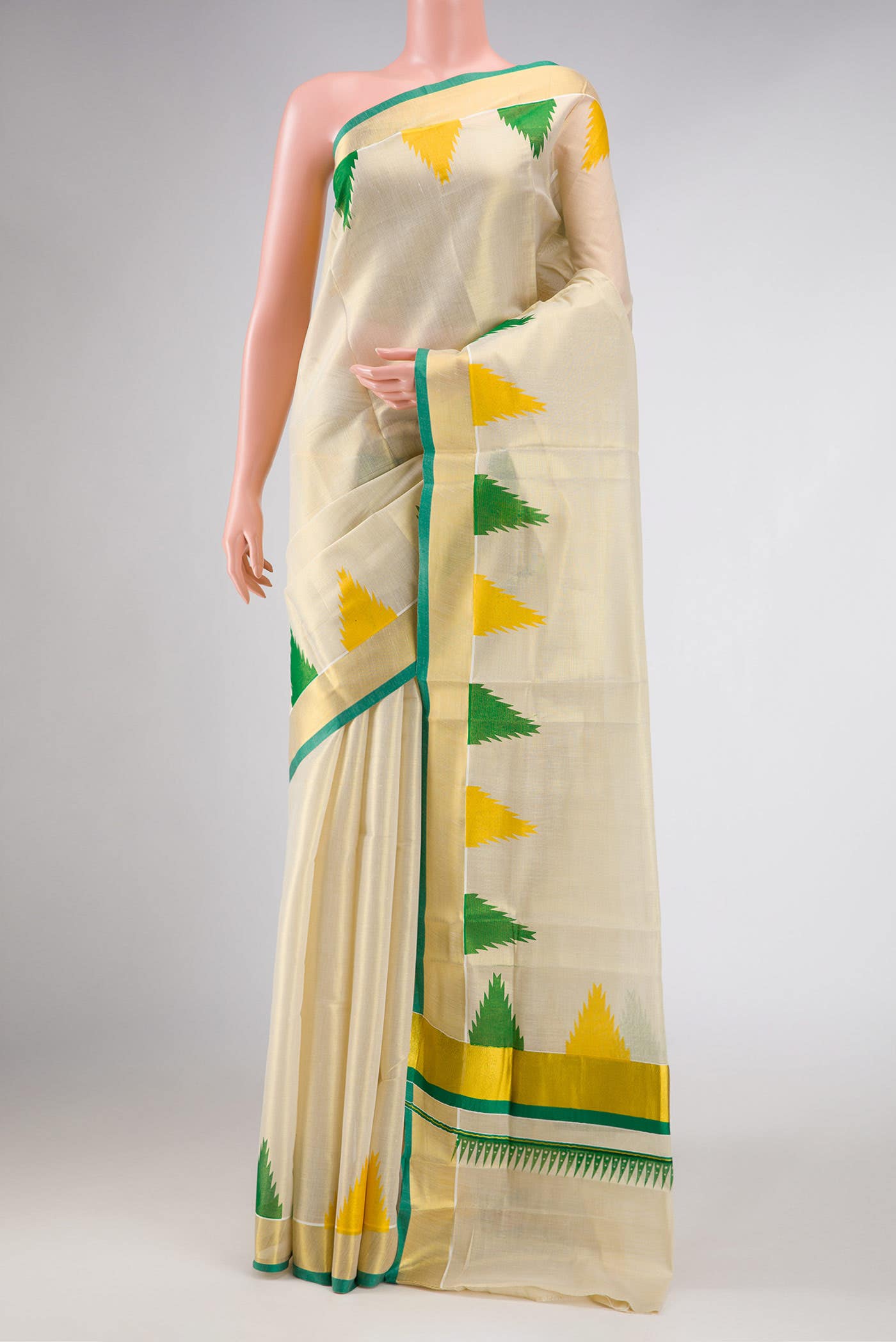 Gold Dual Tone Kerala Cotton Saree