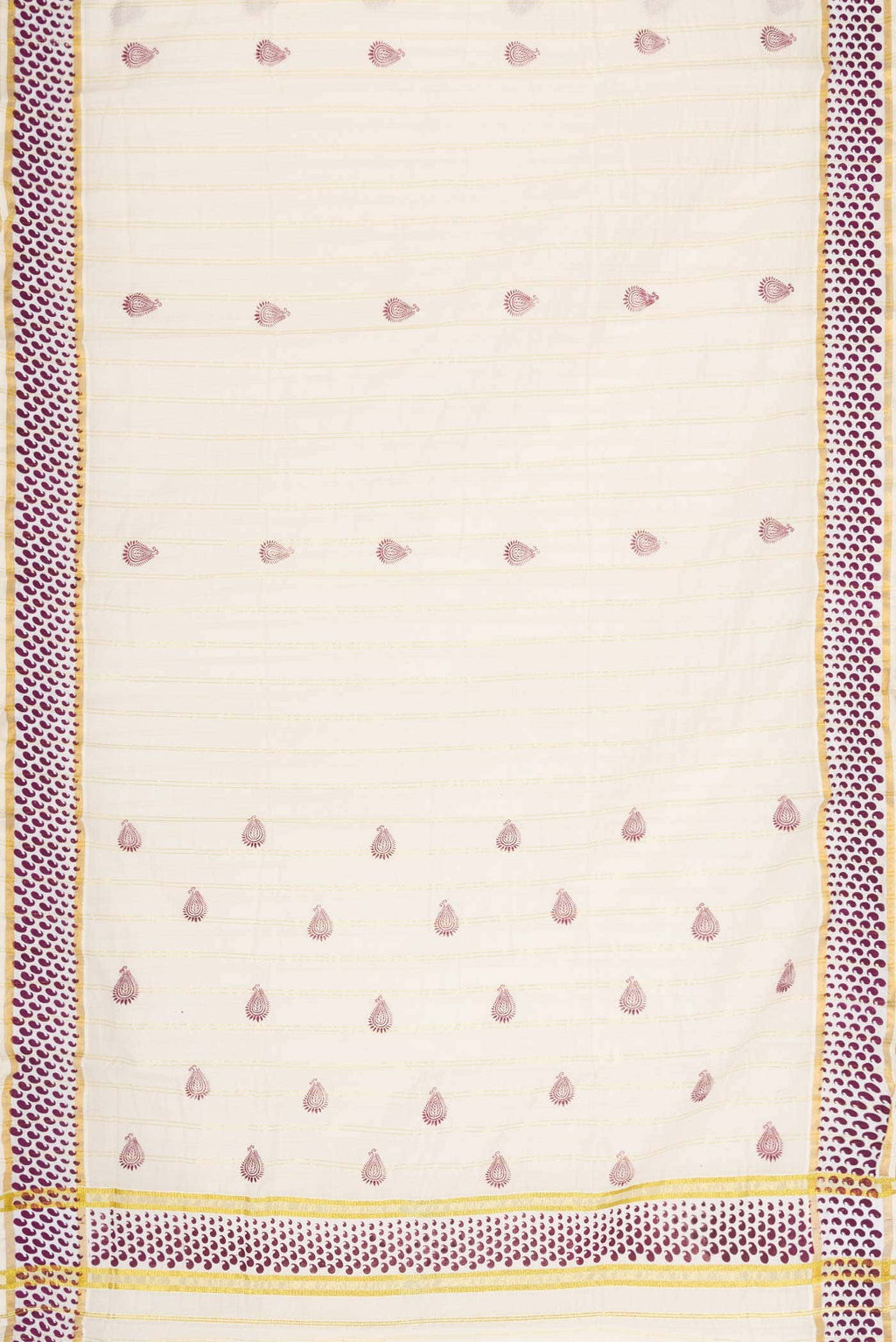 Off White Dual Tone Kerala Cotton Saree
