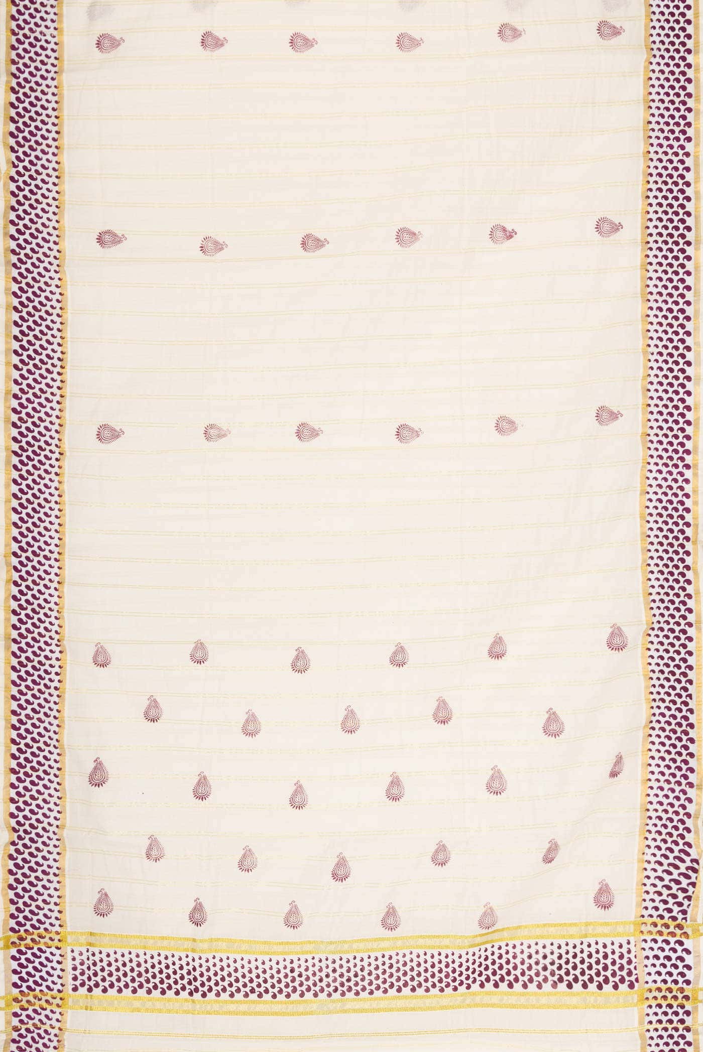 Off White Dual Tone Kerala Cotton Saree