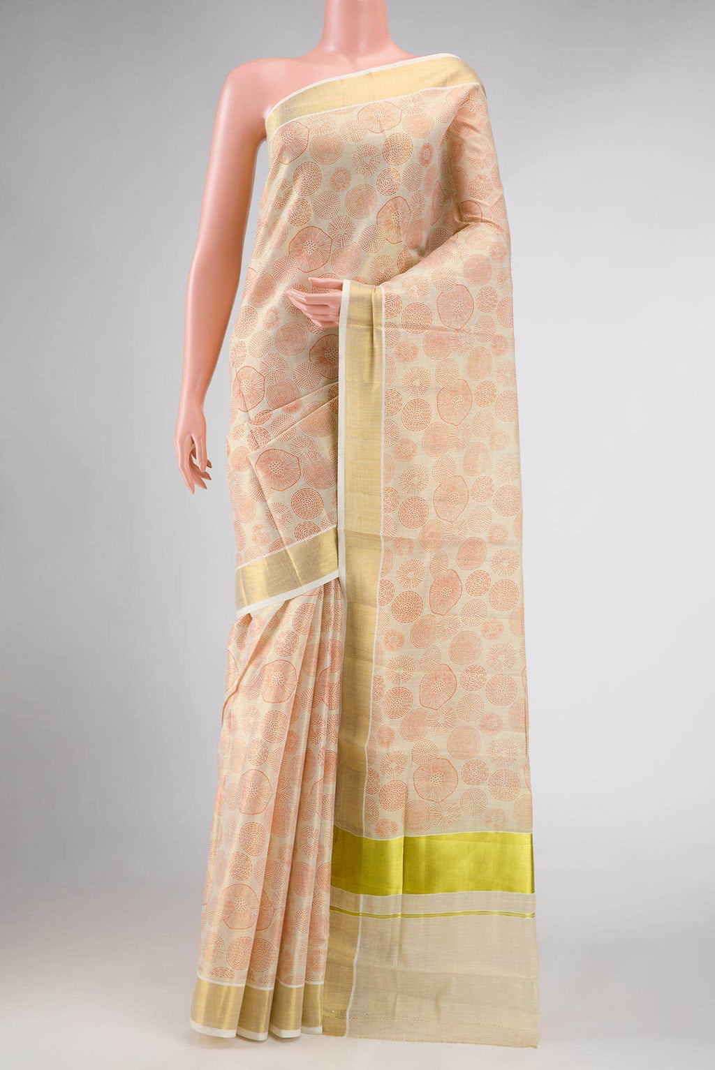 Gold Dual Tone Kerala Cotton Saree