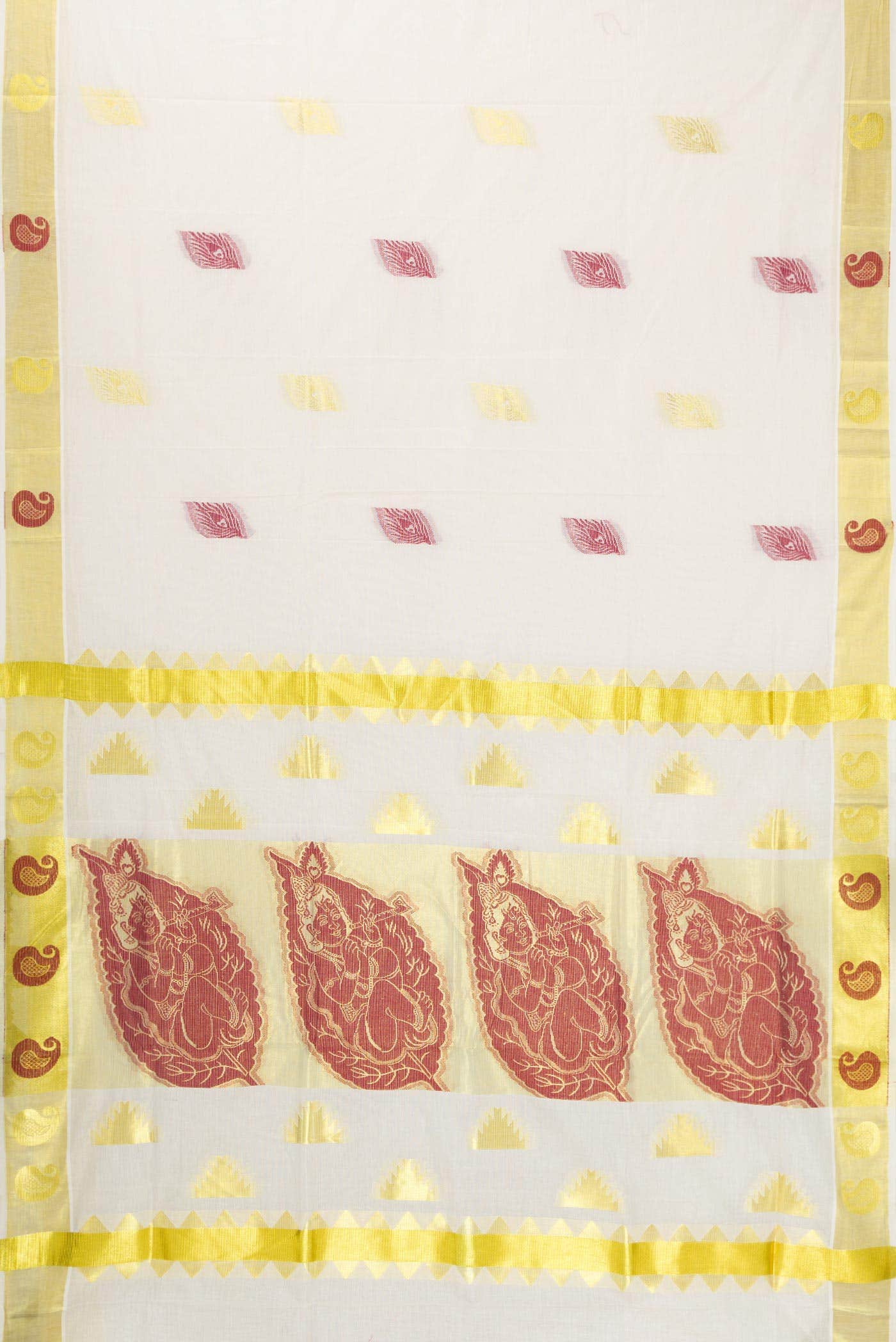 Off White Kerala Cotton Saree