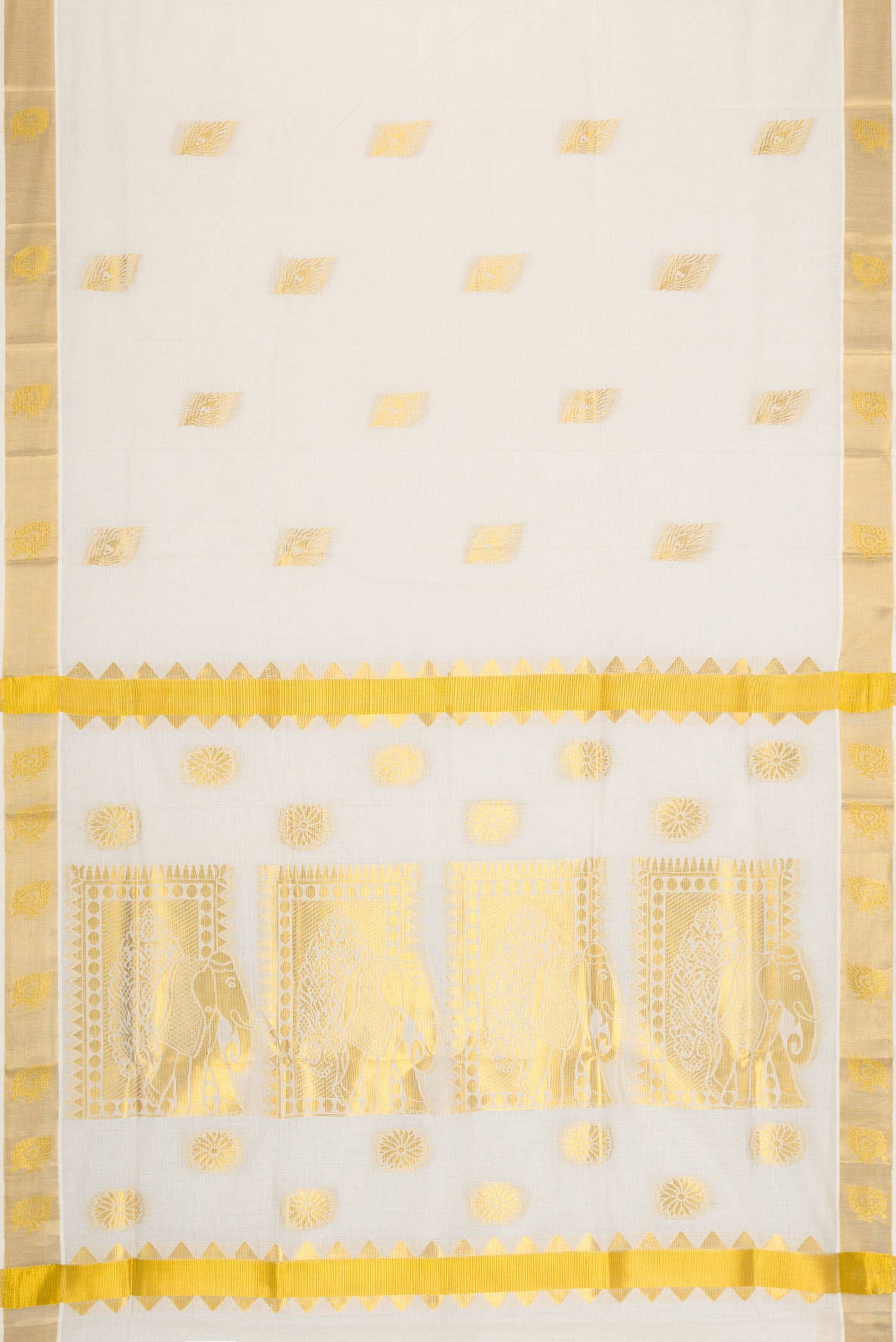Off White Dual Tone Kerala Cotton Saree